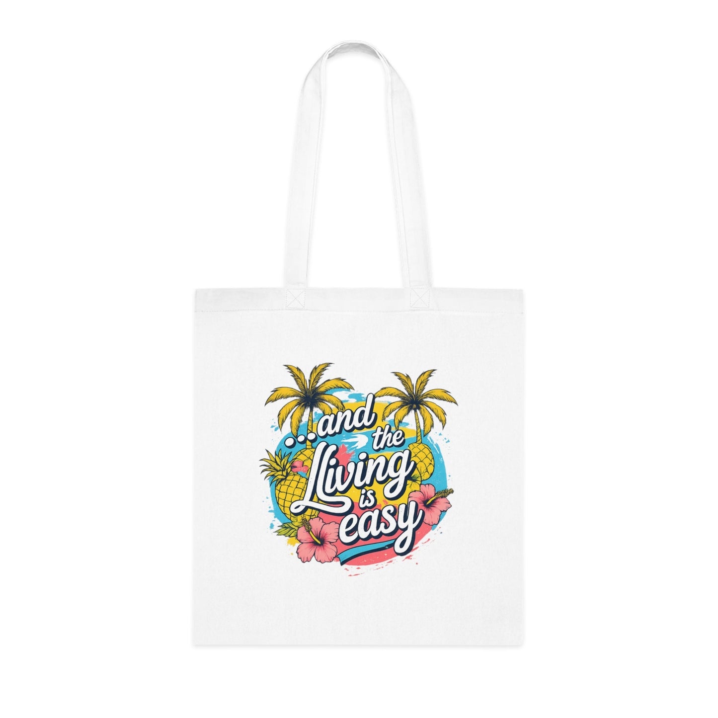 Easy Living Co. "...and the Living is Easy" Double-Sided Tote Bag | Tropical Cotton Shopper - SJM Print Store