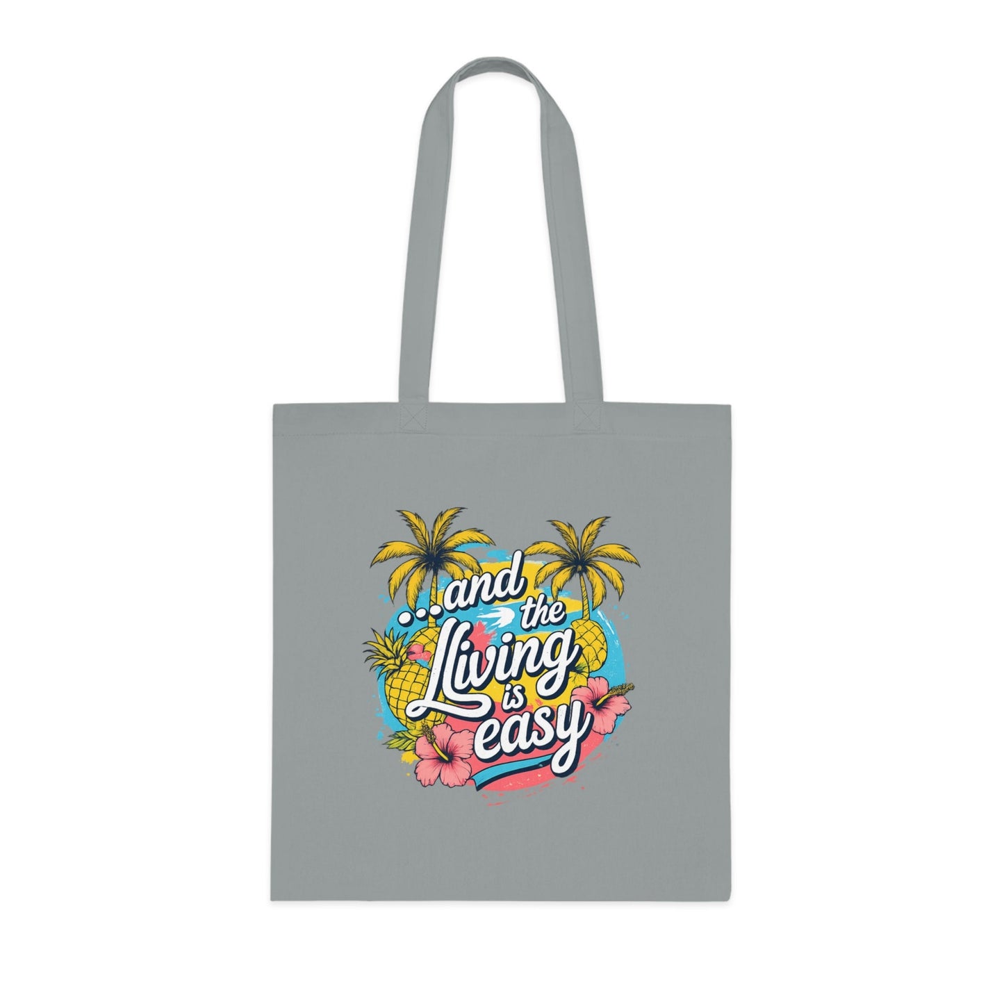 Easy Living Co. "...and the Living is Easy" Double-Sided Tote Bag | Tropical Cotton Shopper - SJM Print Store