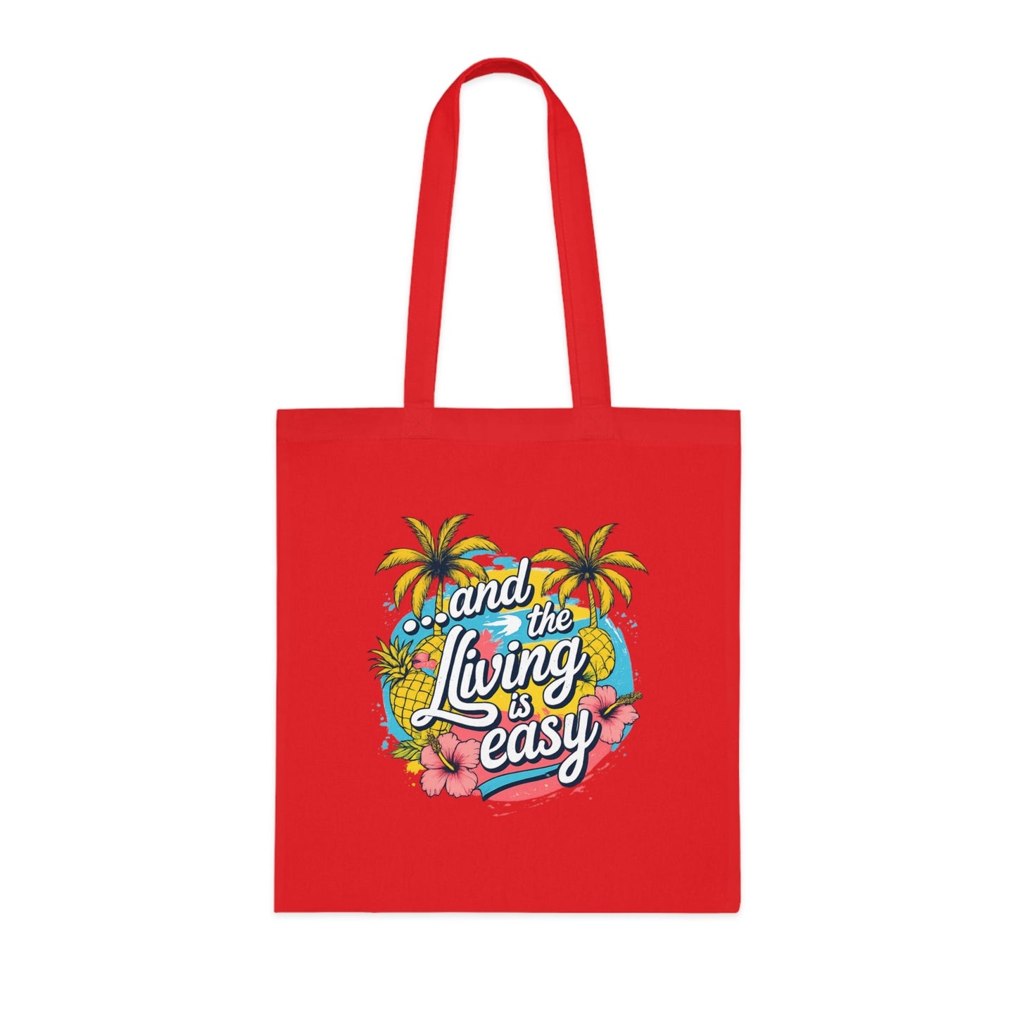 Easy Living Co. "...and the Living is Easy" Double-Sided Tote Bag | Tropical Cotton Shopper - SJM Print Store