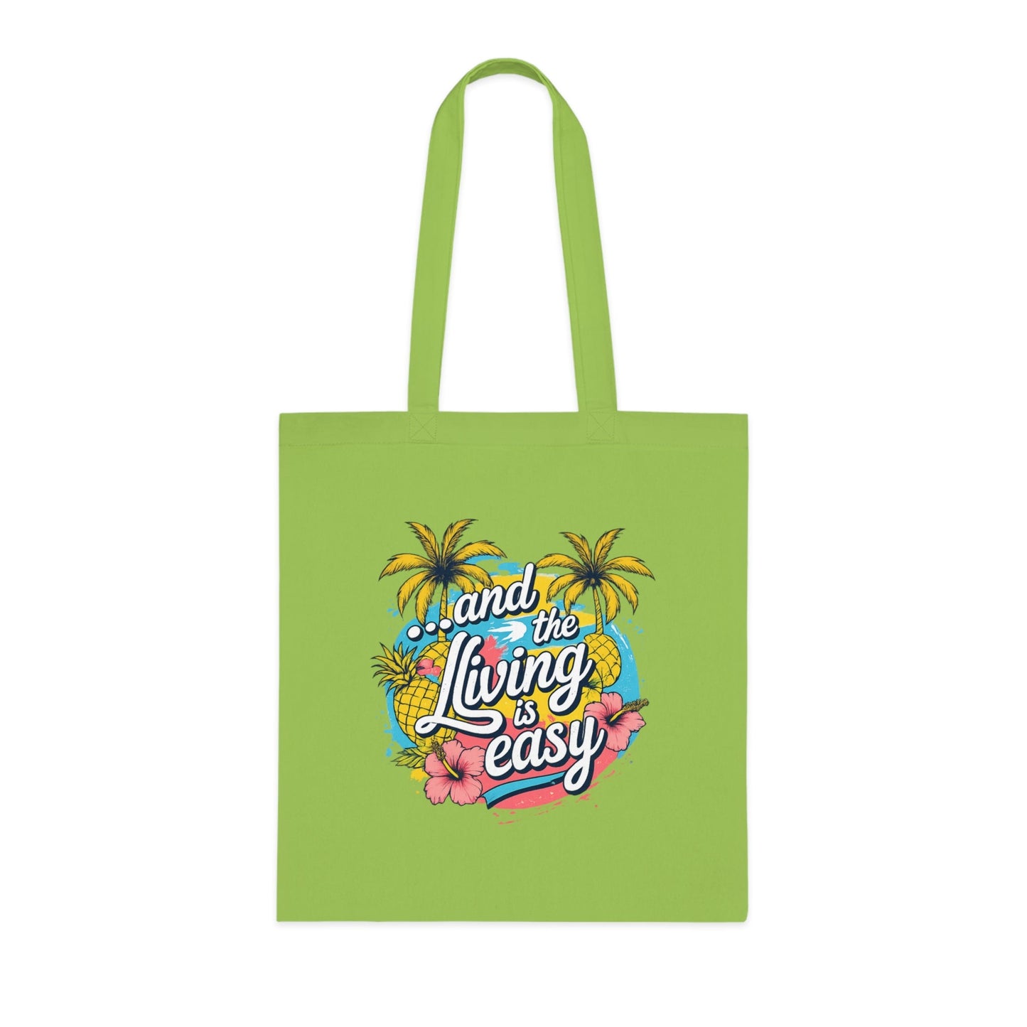 Easy Living Co. "...and the Living is Easy" Double-Sided Tote Bag | Tropical Cotton Shopper - SJM Print Store