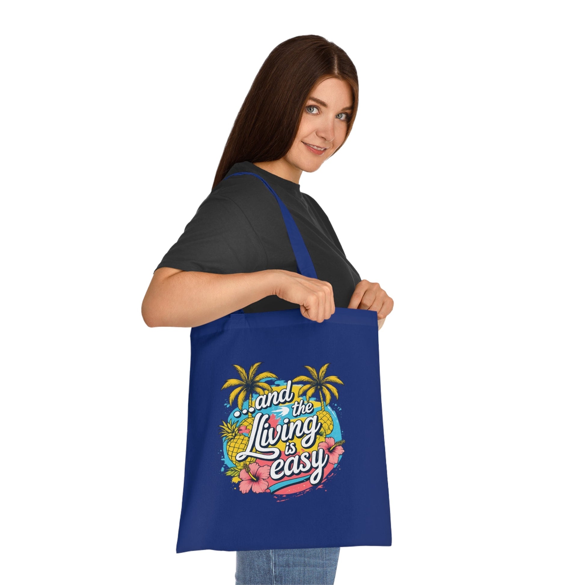 Easy Living Co. "...and the Living is Easy" Double-Sided Tote Bag | Tropical Cotton Shopper - SJM Print Store