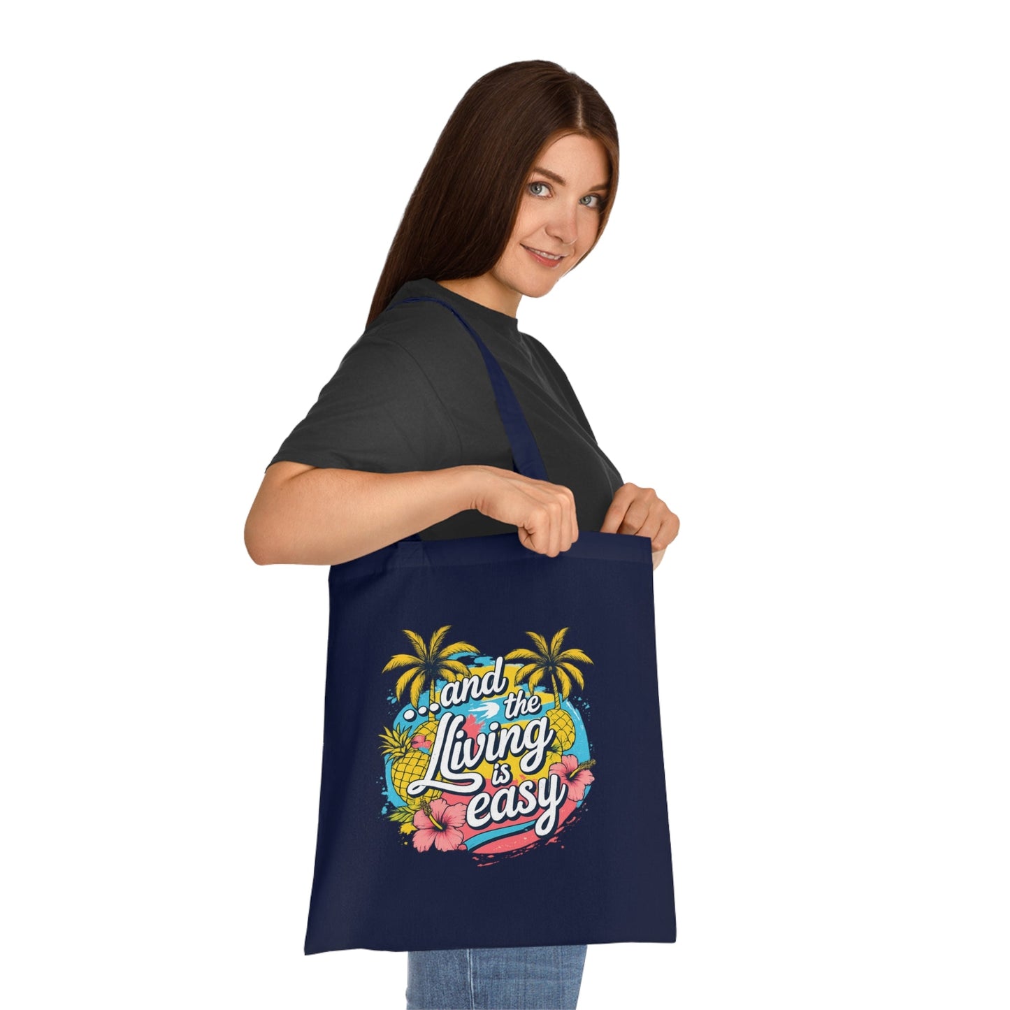 Easy Living Co. "...and the Living is Easy" Double-Sided Tote Bag | Tropical Cotton Shopper - SJM Print Store