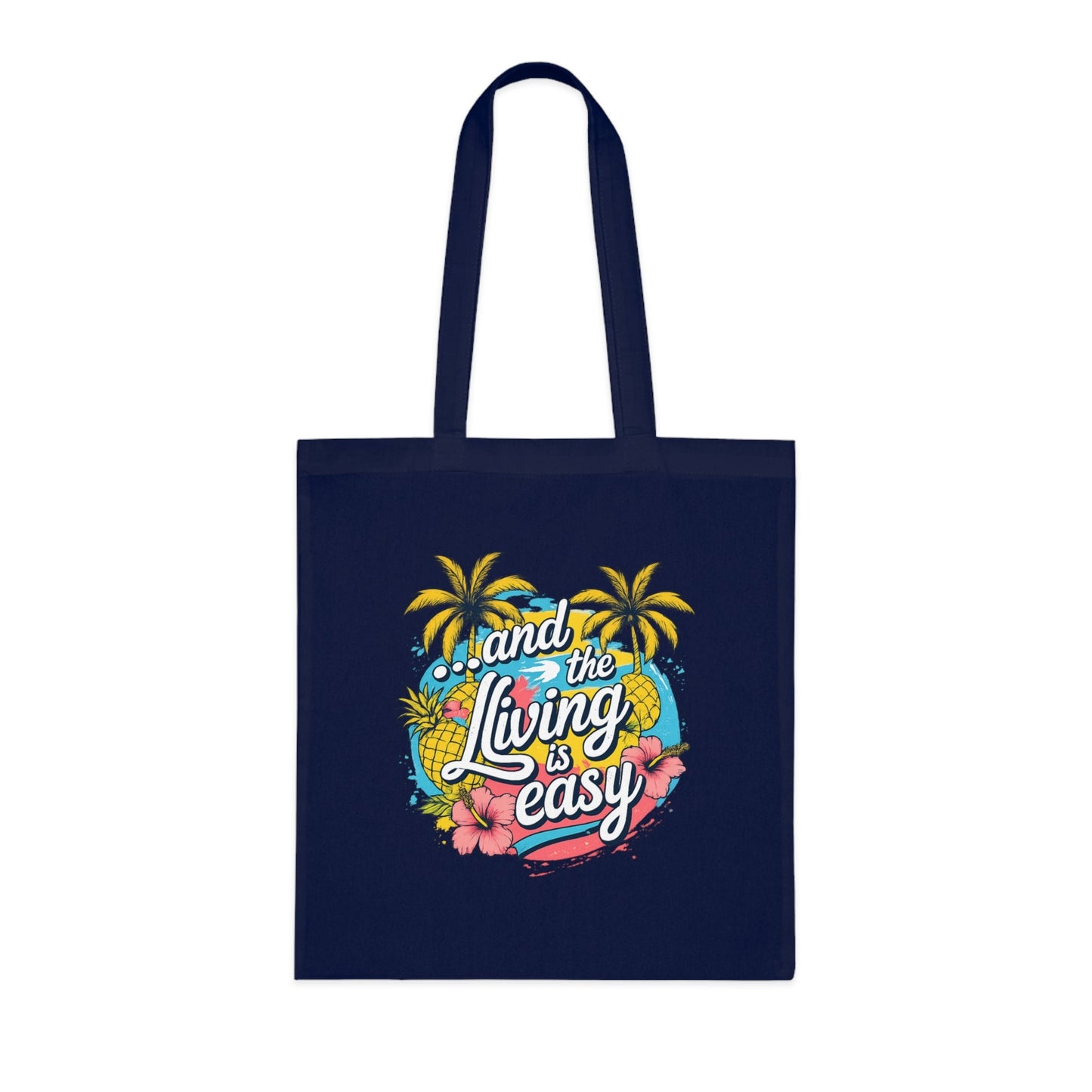 Easy Living Co. "...and the Living is Easy" Double-Sided Tote Bag | Tropical Cotton Shopper - SJM Print Store