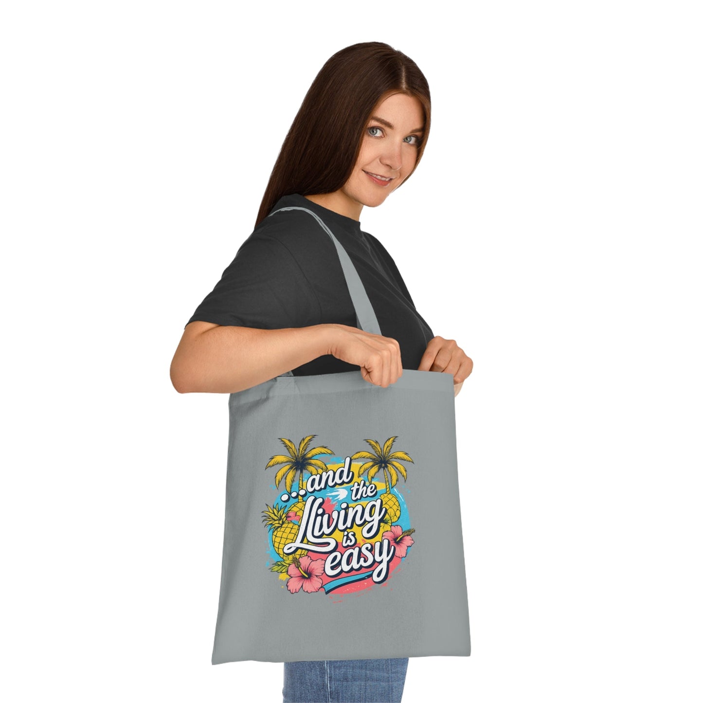 Easy Living Co. "...and the Living is Easy" Double-Sided Tote Bag | Tropical Cotton Shopper - SJM Print Store