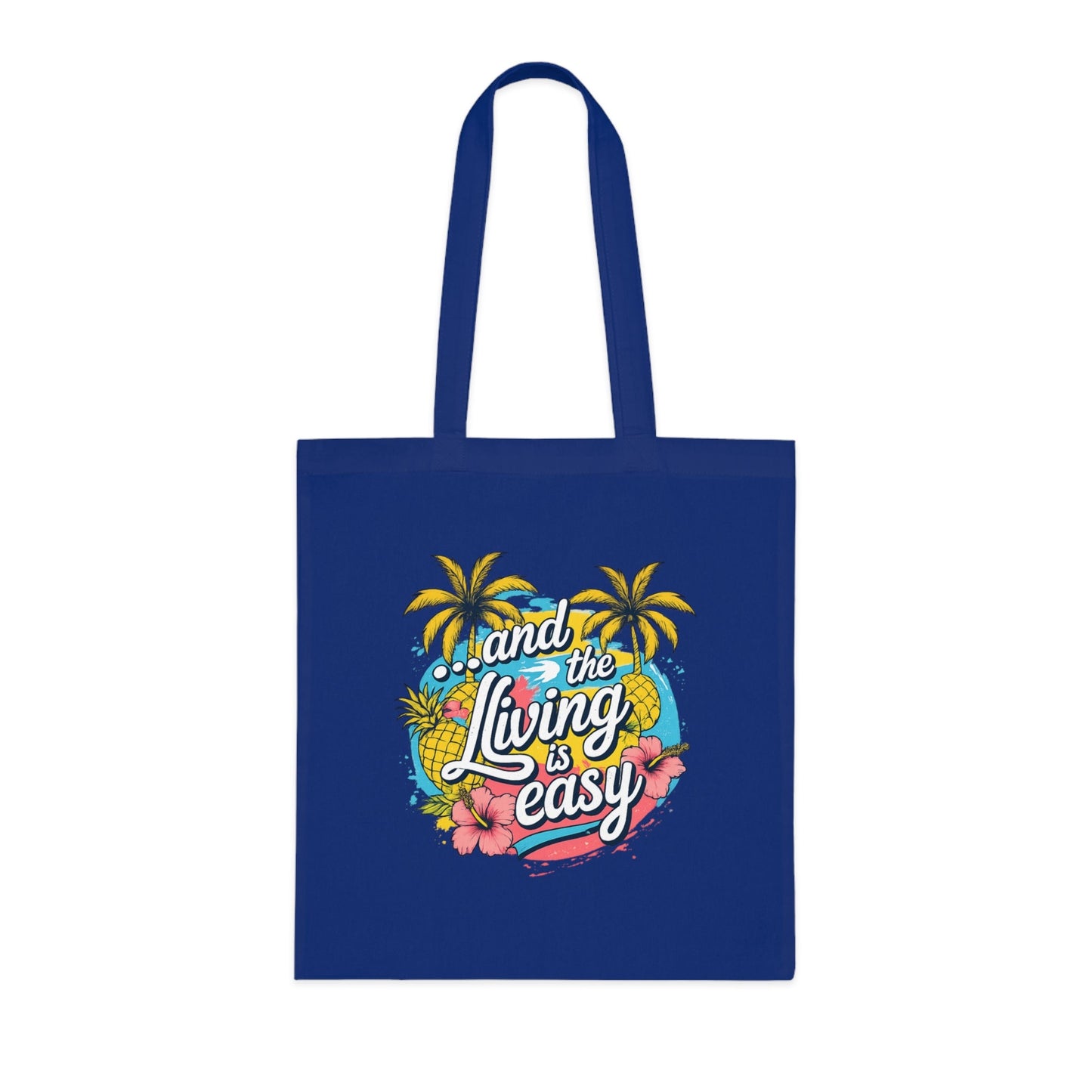Easy Living Co. "...and the Living is Easy" Double-Sided Tote Bag | Tropical Cotton Shopper - SJM Print Store