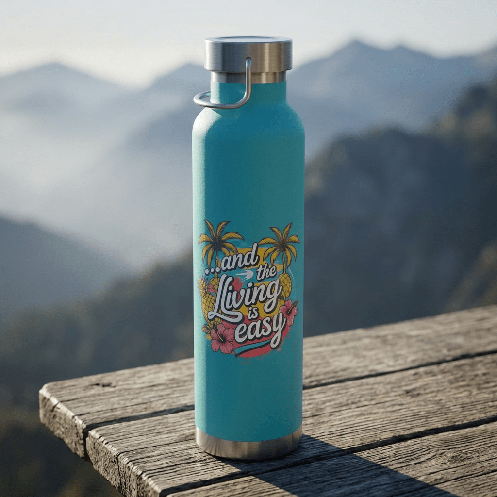 Easy Living Co. "…and the Living is Easy" Insulated Flask | Tropical Stainless Steel Water Bottle - SJM Print Store
