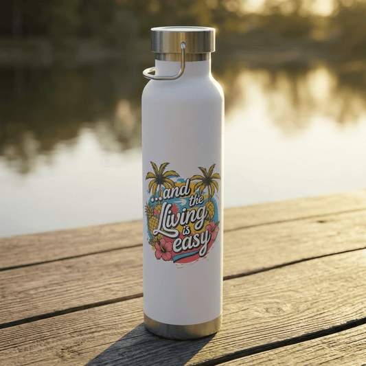 Easy Living Co. "…and the Living is Easy" Insulated Flask | Tropical Stainless Steel Water Bottle - SJM Print Store