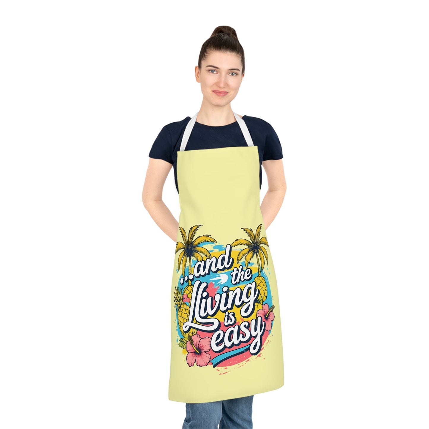 Easy Living Co. "...and the Living is Easy" Tropical Apron | Summer BBQ, Baking & Garden Apron - SJM Print Store