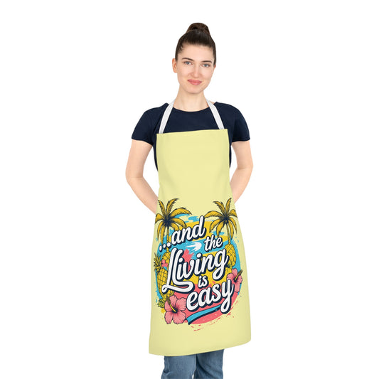 Easy Living Co. "...and the Living is Easy" Tropical Apron | Summer BBQ, Baking & Garden Apron - SJM Print Store