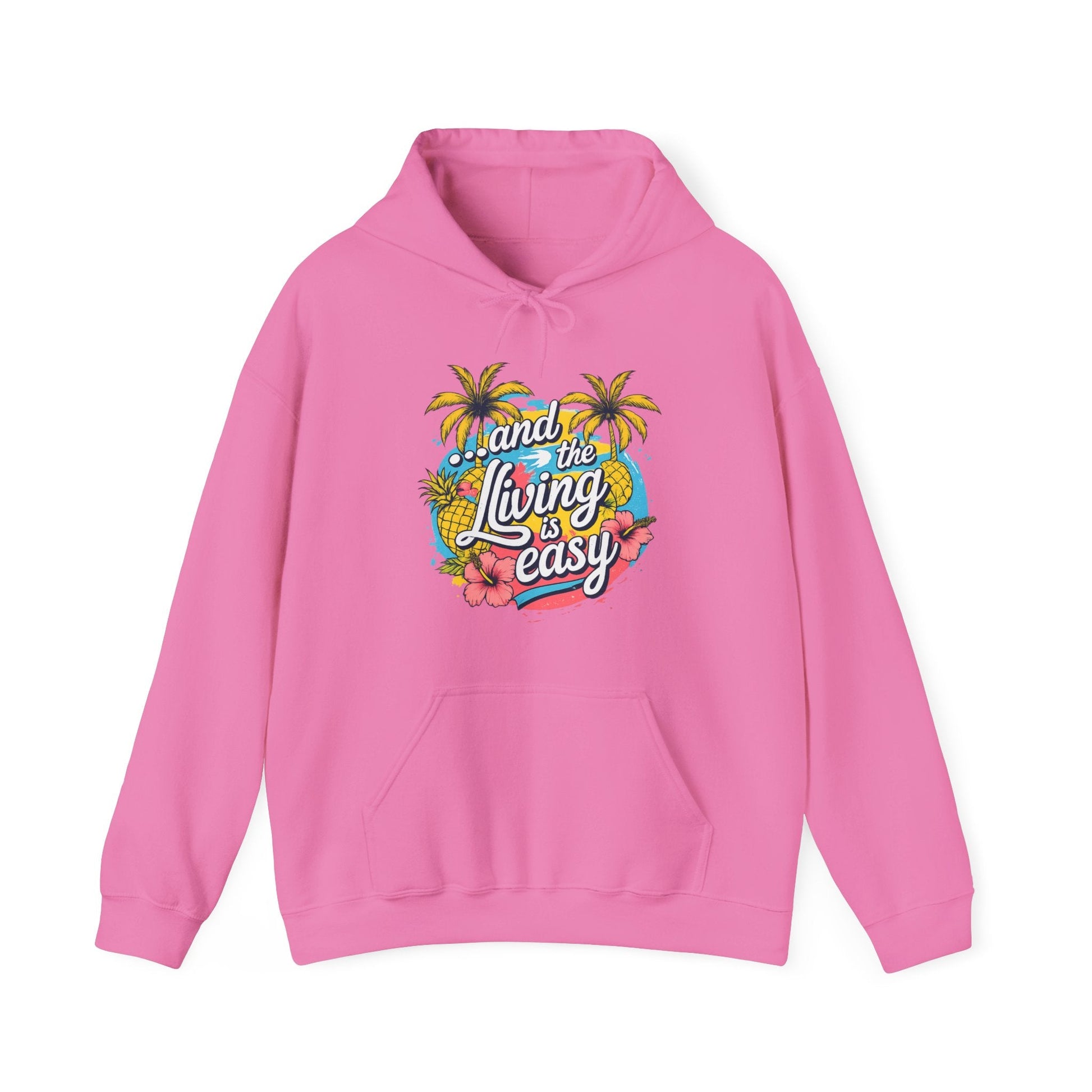 Easy Living Co. "...and the Living is Easy" Tropical Hoodie | Relaxed Beach & Summer Pullover - SJM Print Store