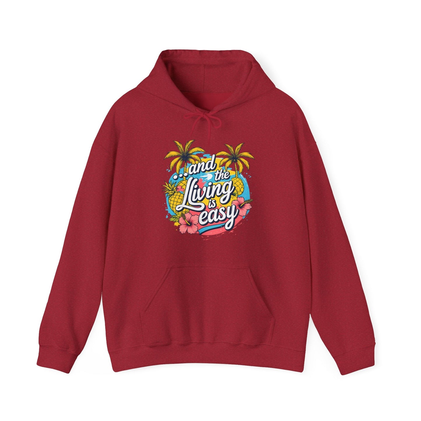 Easy Living Co. "...and the Living is Easy" Tropical Hoodie | Relaxed Beach & Summer Pullover - SJM Print Store