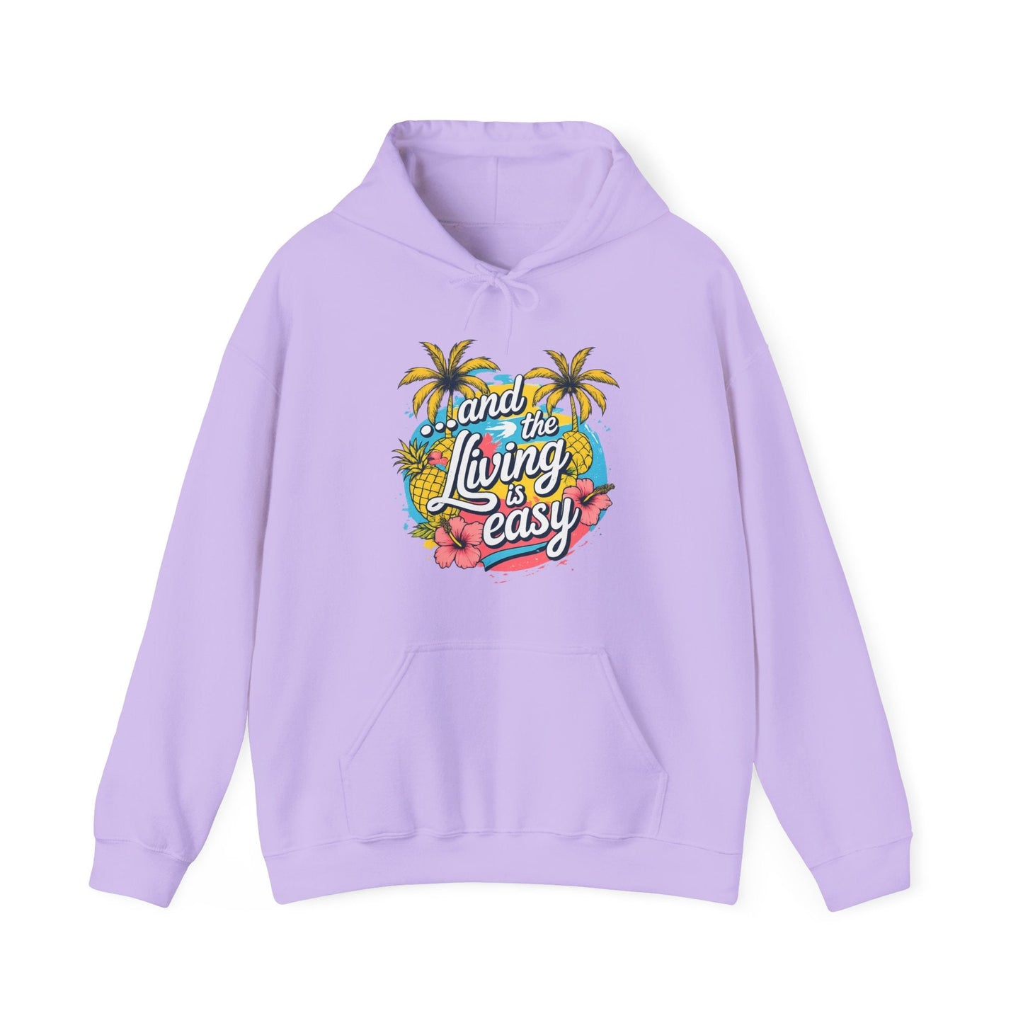 Easy Living Co. "...and the Living is Easy" Tropical Hoodie | Relaxed Beach & Summer Pullover - SJM Print Store
