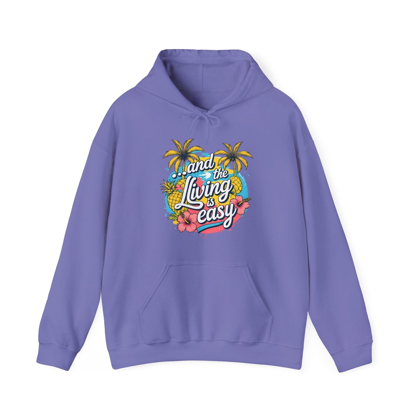 Easy Living Co. "...and the Living is Easy" Tropical Hoodie | Relaxed Beach & Summer Pullover - SJM Print Store