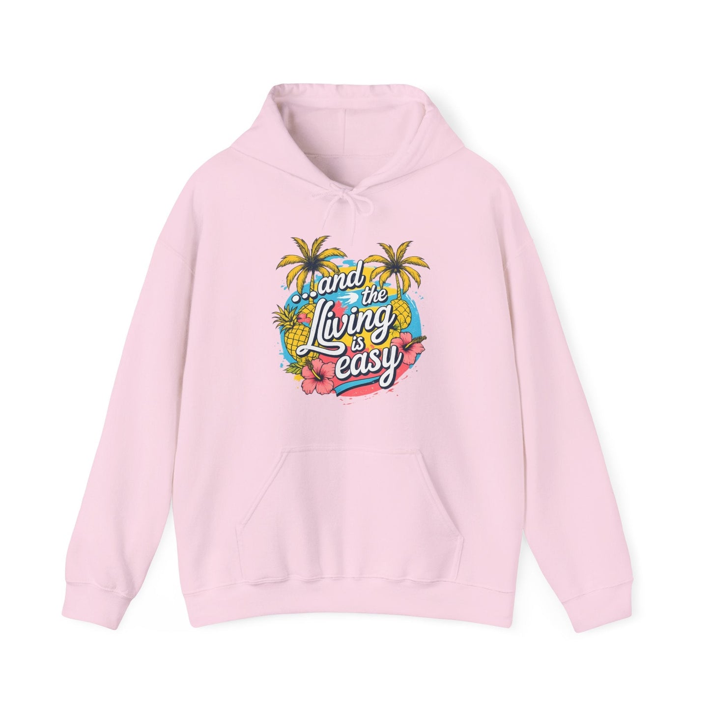 Easy Living Co. "...and the Living is Easy" Tropical Hoodie | Relaxed Beach & Summer Pullover - SJM Print Store