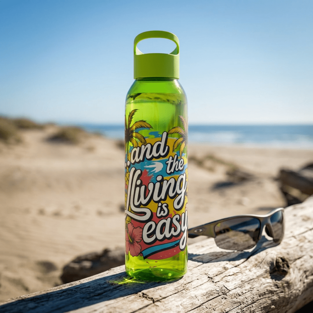 Easy Living Co and the Living is Easy Tropical Reusable Water Bottle | Beach & Summer Sports Bottle - SJM Print Store