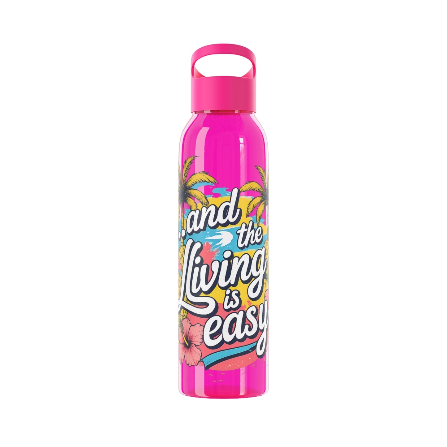Easy Living Co and the Living is Easy Tropical Reusable Water Bottle | Beach & Summer Sports Bottle - SJM Print Store