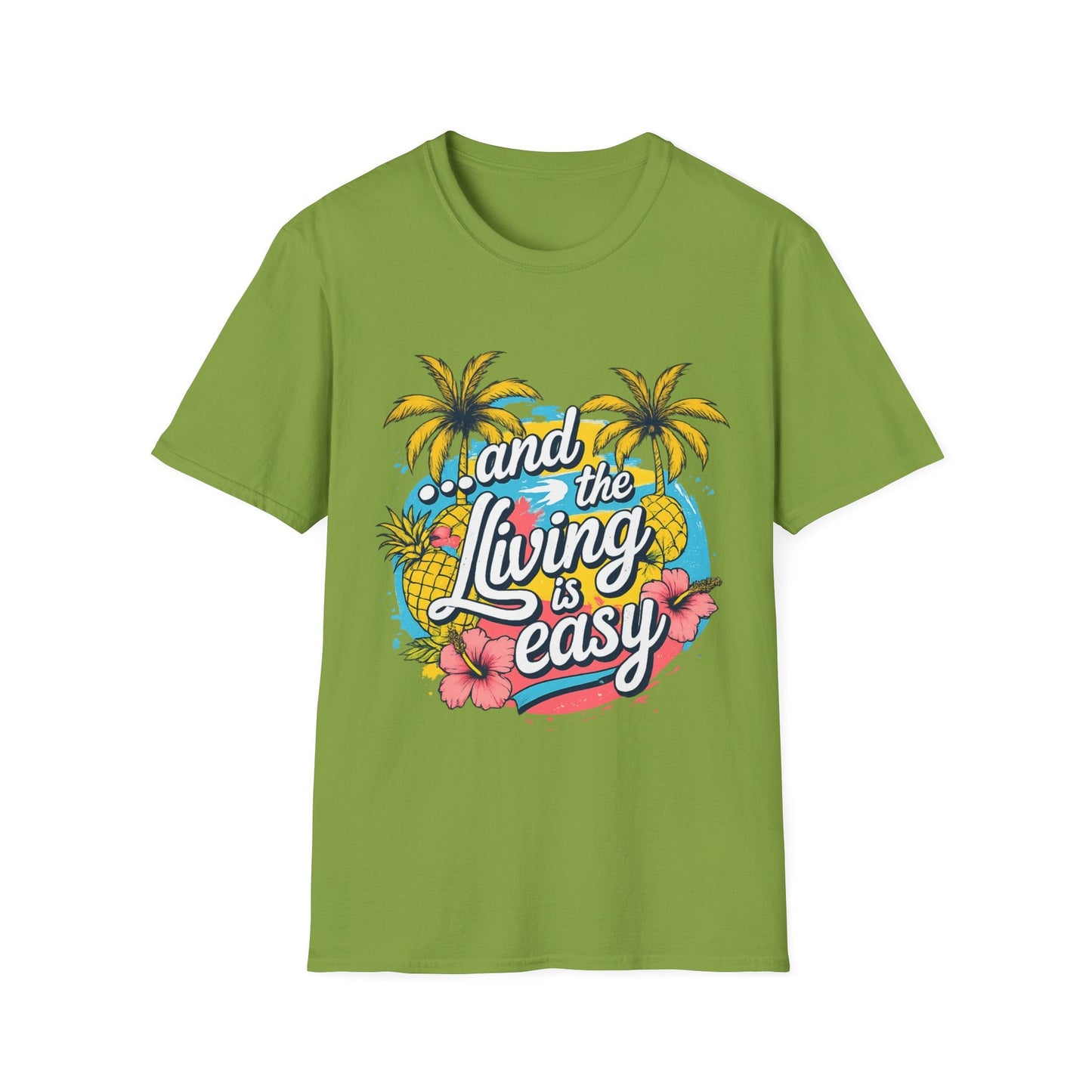 Easy Living Co. "...and the Living is Easy" Tropical T-Shirt | Relaxed Summer Unisex Tee - SJM Print Store