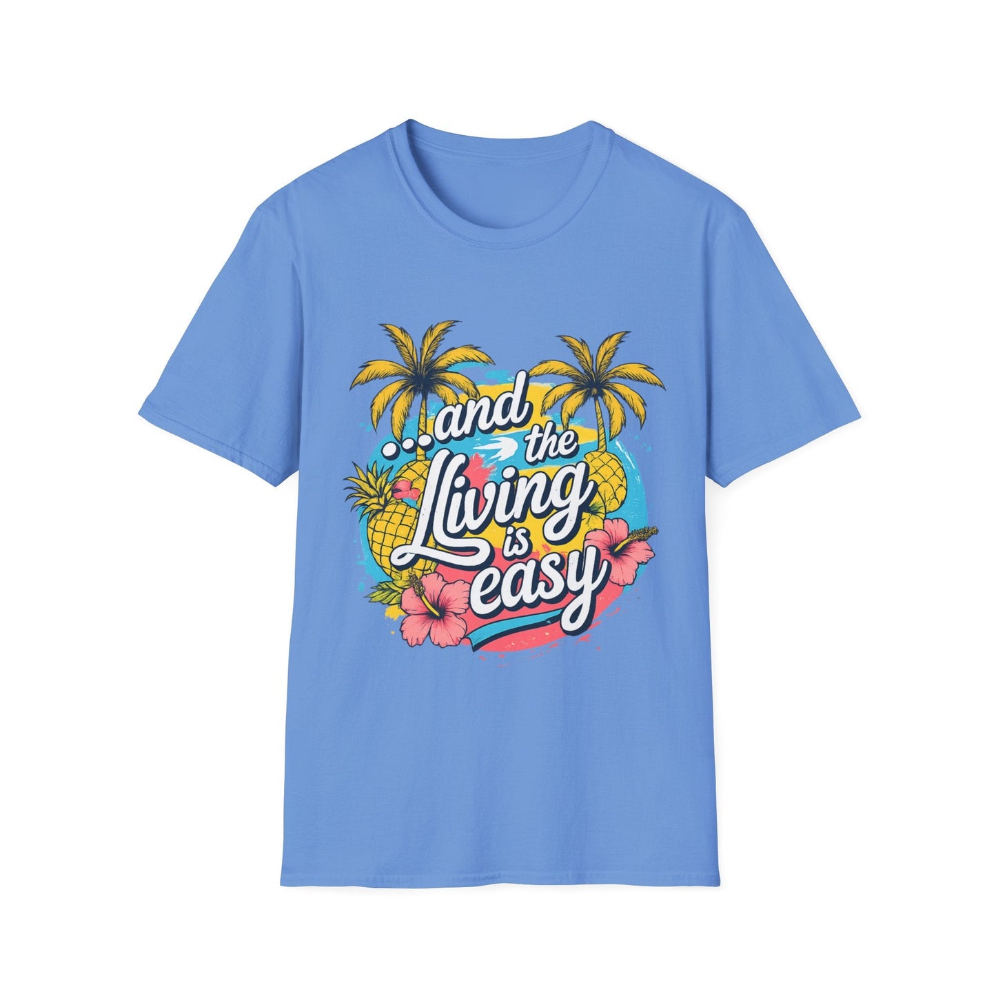 Easy Living Co. "...and the Living is Easy" Tropical T-Shirt | Relaxed Summer Unisex Tee - SJM Print Store