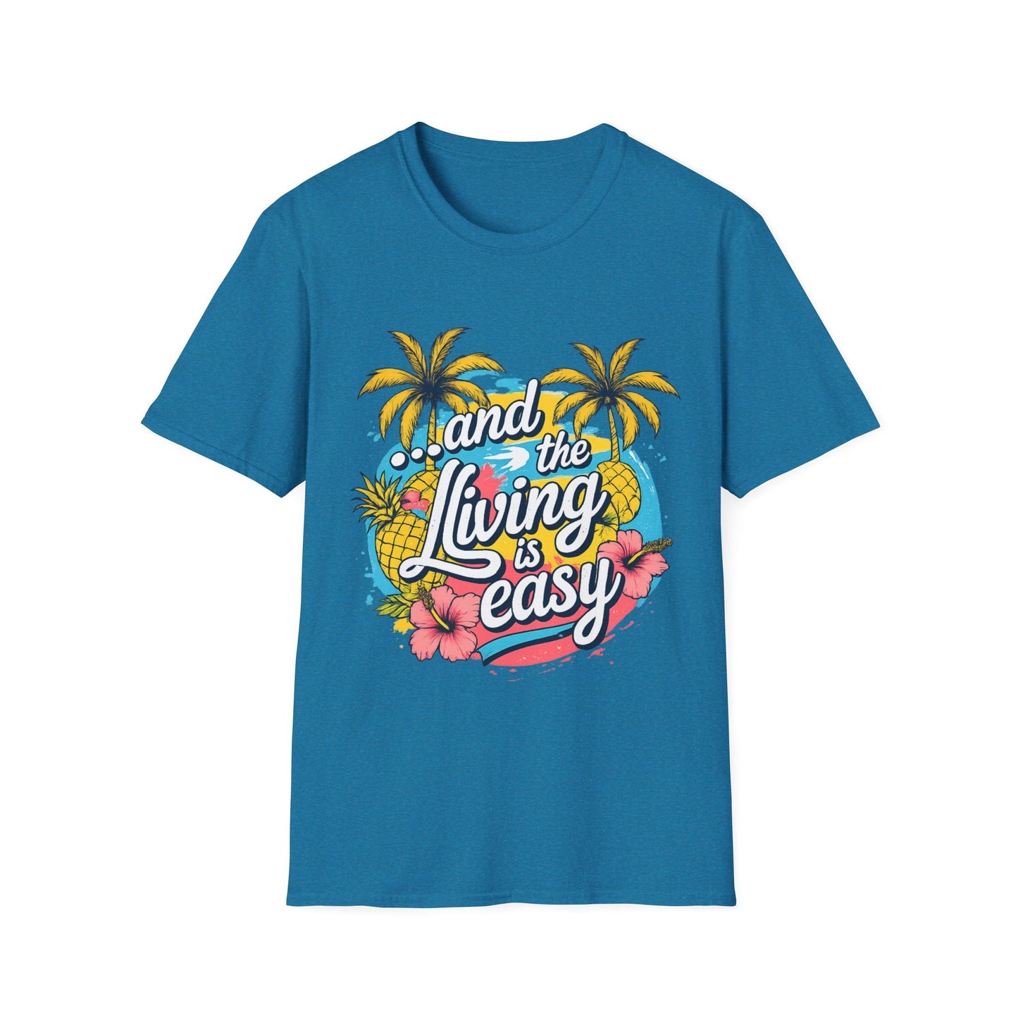 Easy Living Co. "...and the Living is Easy" Tropical T-Shirt | Relaxed Summer Unisex Tee - SJM Print Store