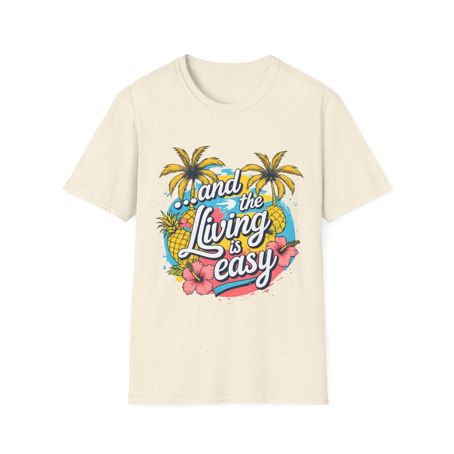 Easy Living Co. "...and the Living is Easy" Tropical T-Shirt | Relaxed Summer Unisex Tee - SJM Print Store