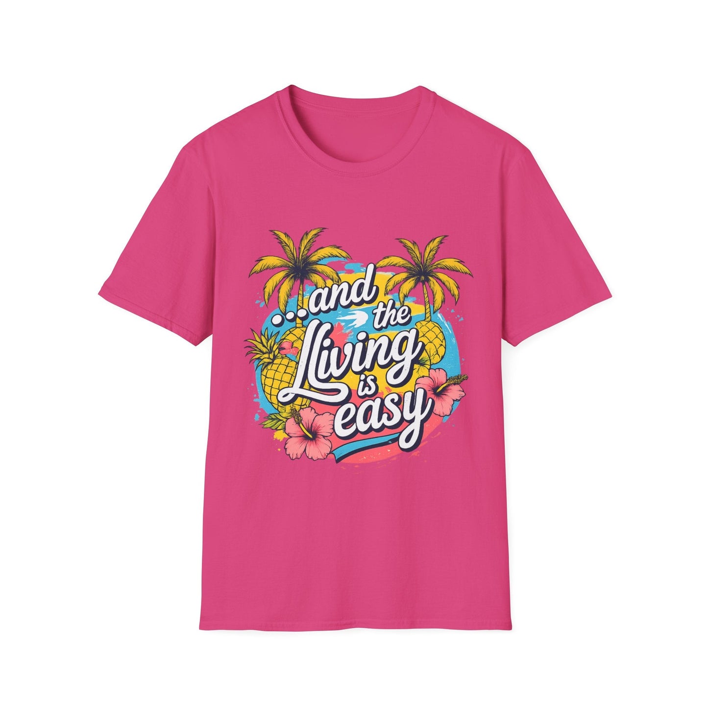 Easy Living Co. "...and the Living is Easy" Tropical T-Shirt | Relaxed Summer Unisex Tee - SJM Print Store