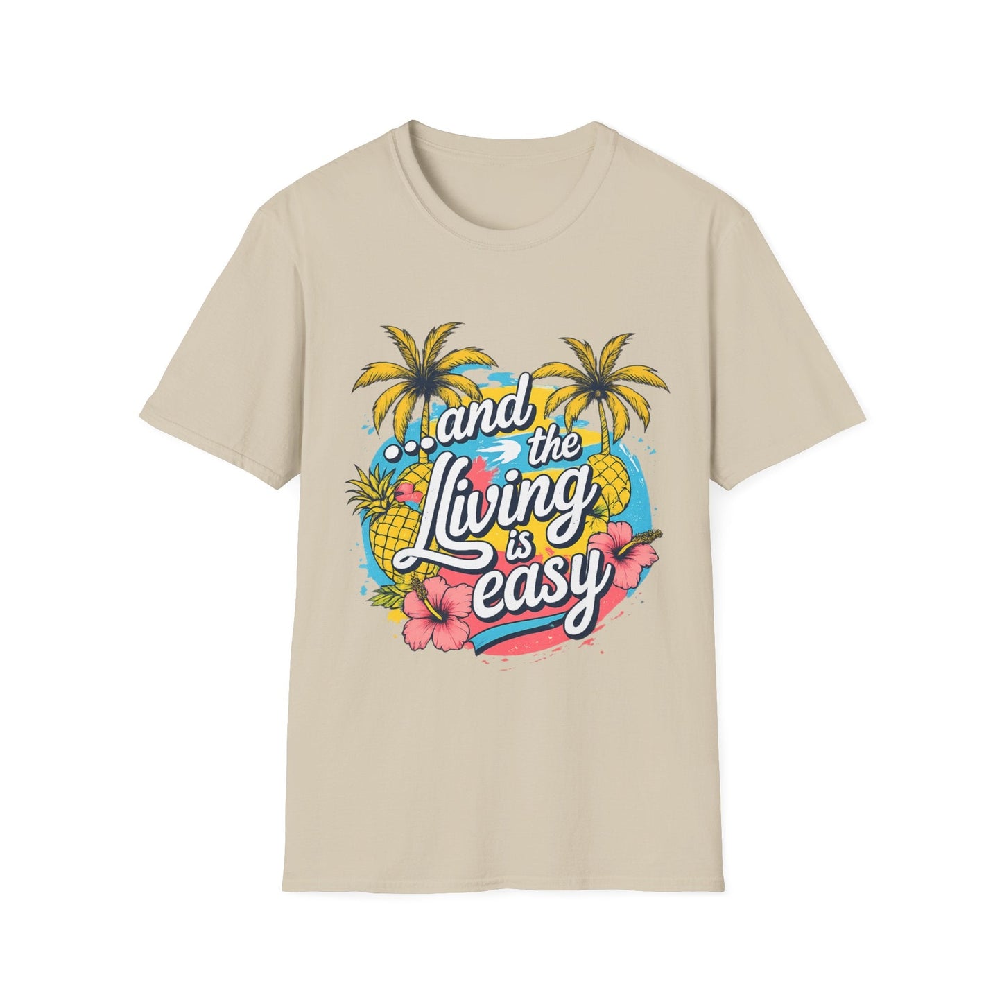 Easy Living Co. "...and the Living is Easy" Tropical T-Shirt | Relaxed Summer Unisex Tee - SJM Print Store
