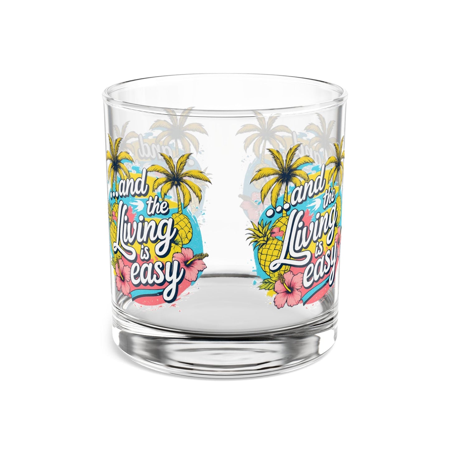 Easy Living Co. "...and the Living is Easy" Wraparound Glass Tumbler | Tropical Cocktail & Everyday Glass - SJM Print Store