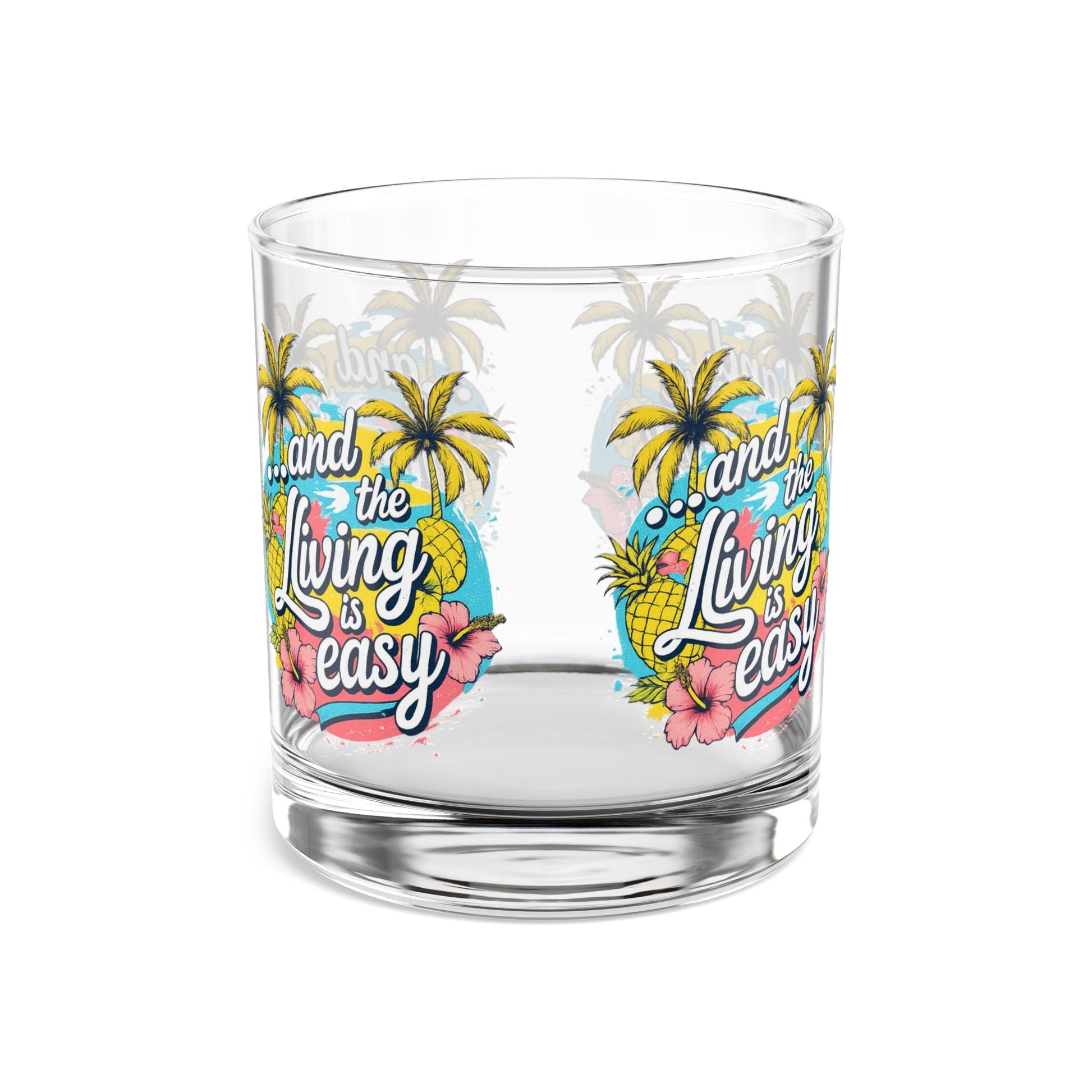 Easy Living Co. "...and the Living is Easy" Wraparound Glass Tumbler | Tropical Cocktail & Everyday Glass - SJM Print Store