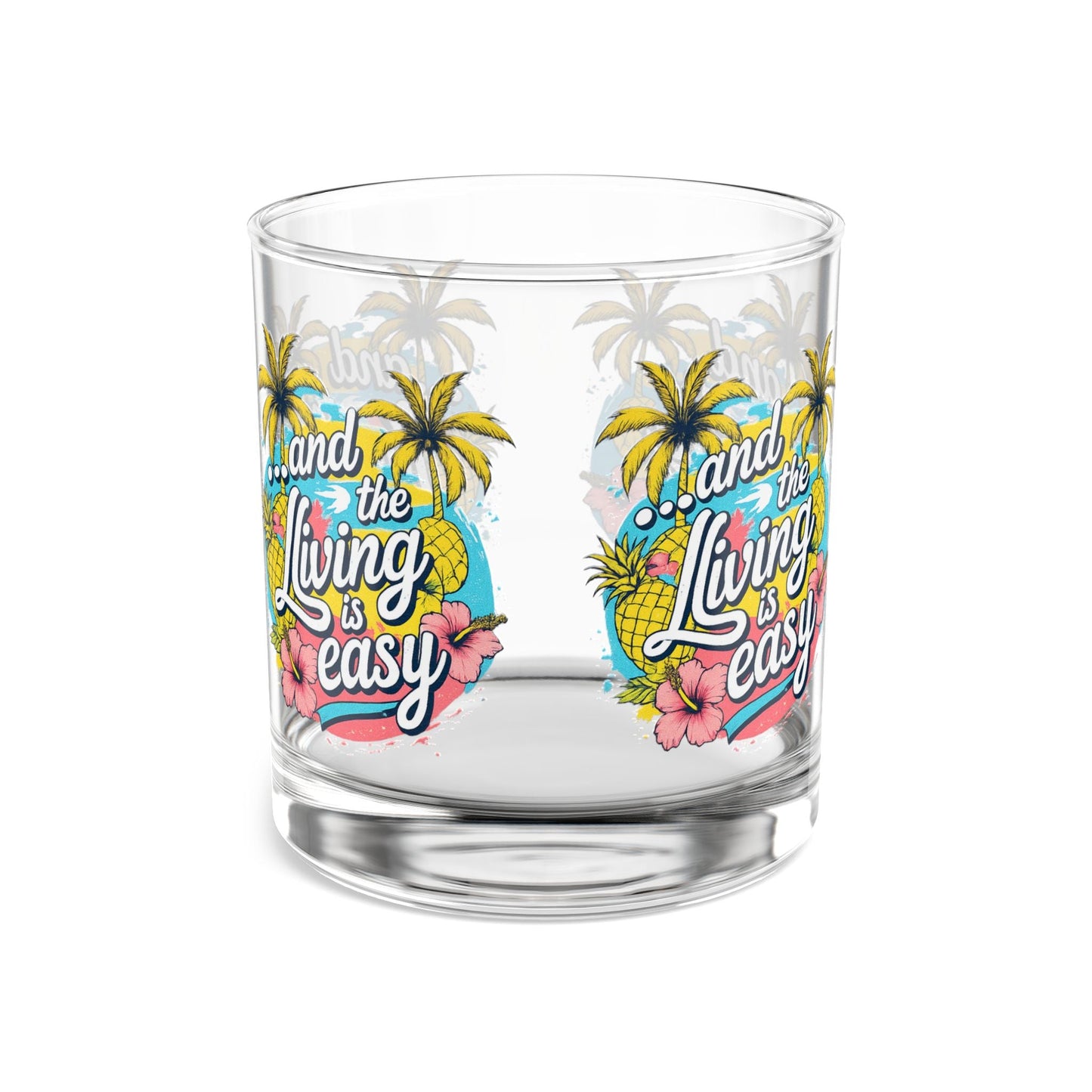 Easy Living Co. "...and the Living is Easy" Wraparound Glass Tumbler | Tropical Cocktail & Everyday Glass - SJM Print Store