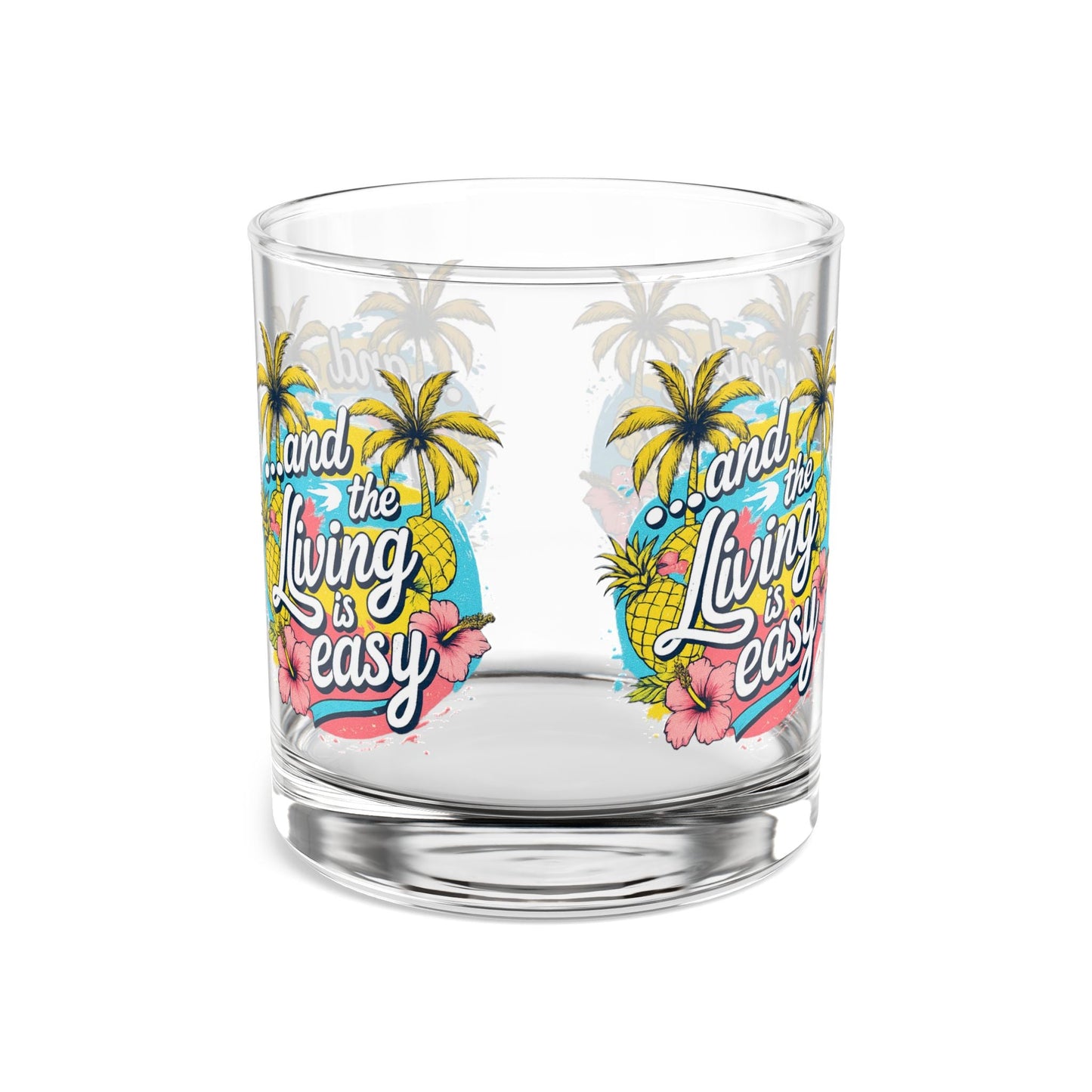 Easy Living Co. "...and the Living is Easy" Wraparound Glass Tumbler | Tropical Cocktail & Everyday Glass - SJM Print Store