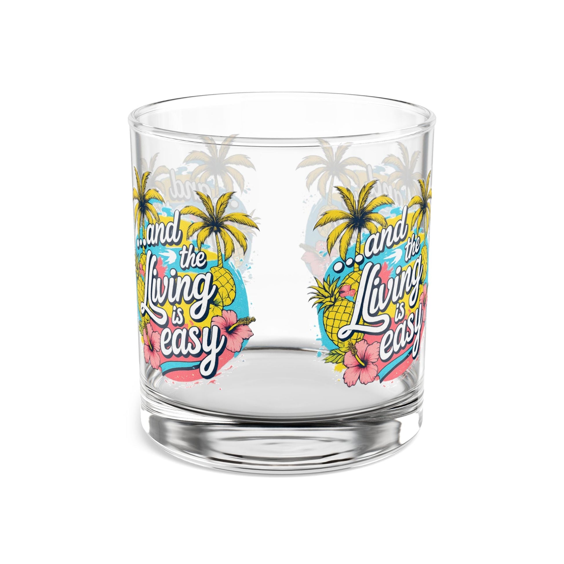 Easy Living Co. "...and the Living is Easy" Wraparound Glass Tumbler | Tropical Cocktail & Everyday Glass - SJM Print Store
