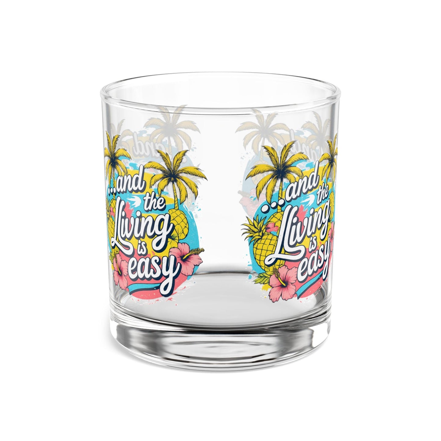 Easy Living Co. "...and the Living is Easy" Wraparound Glass Tumbler | Tropical Cocktail & Everyday Glass - SJM Print Store