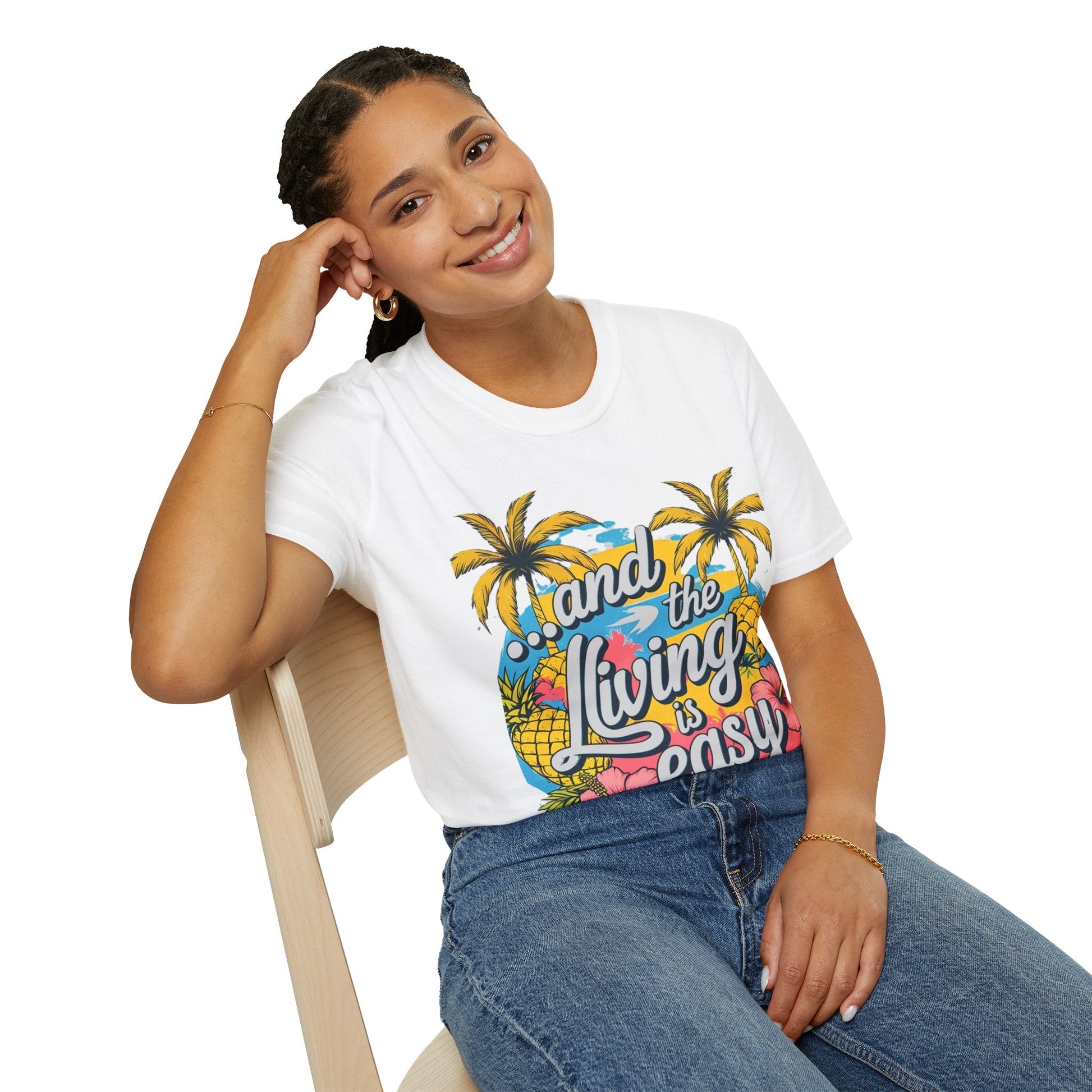 Easy Living Tropical T-Shirt - Unisex Softstyle Tee - SJM Print Store