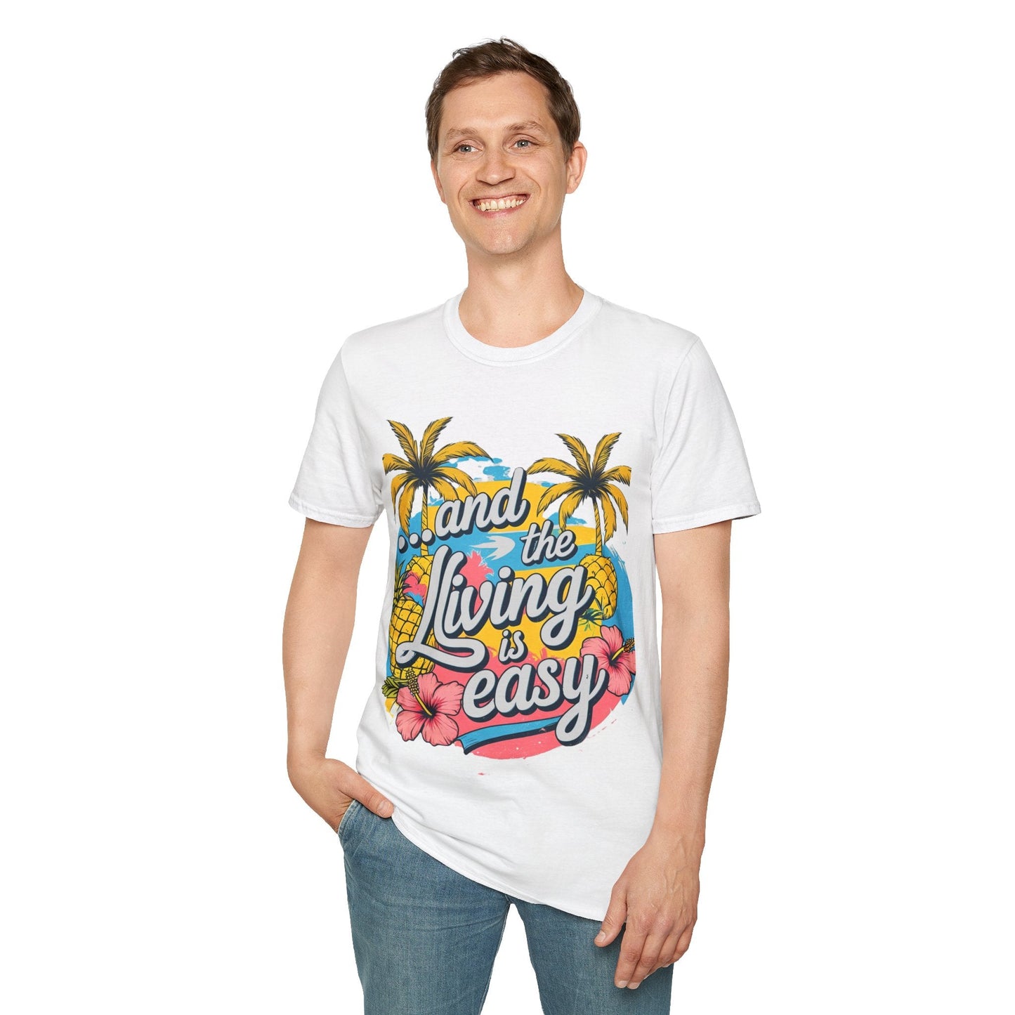 Easy Living Tropical T-Shirt - Unisex Softstyle Tee - SJM Print Store
