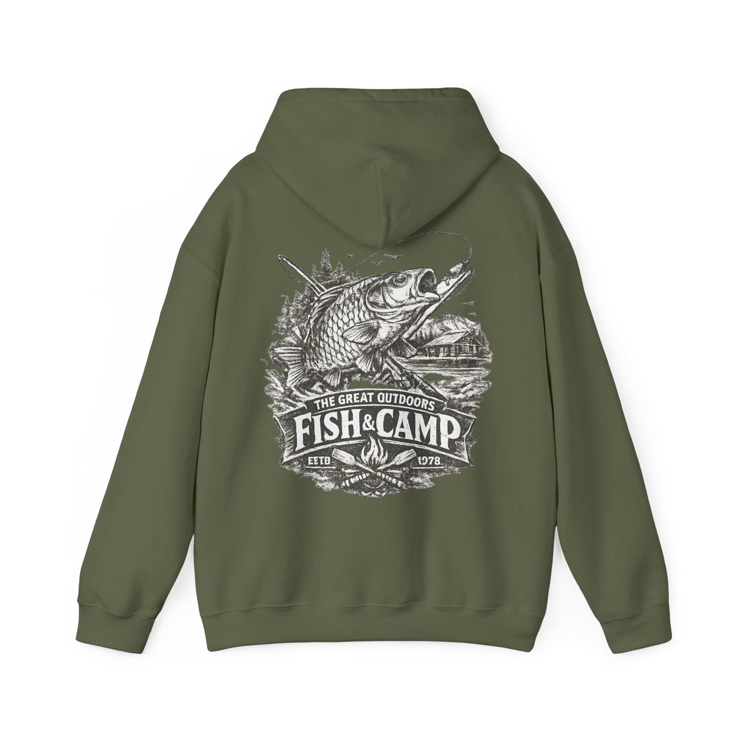Fish and Camp Unisex Retro Illustration Hoodie - SJM Print Store