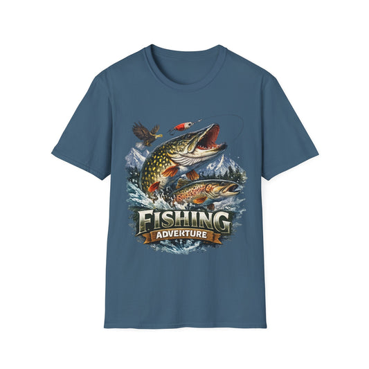 Fishing Adventure T-Shirt Front Print Graphic Tee for Anglers - SJM Print Store