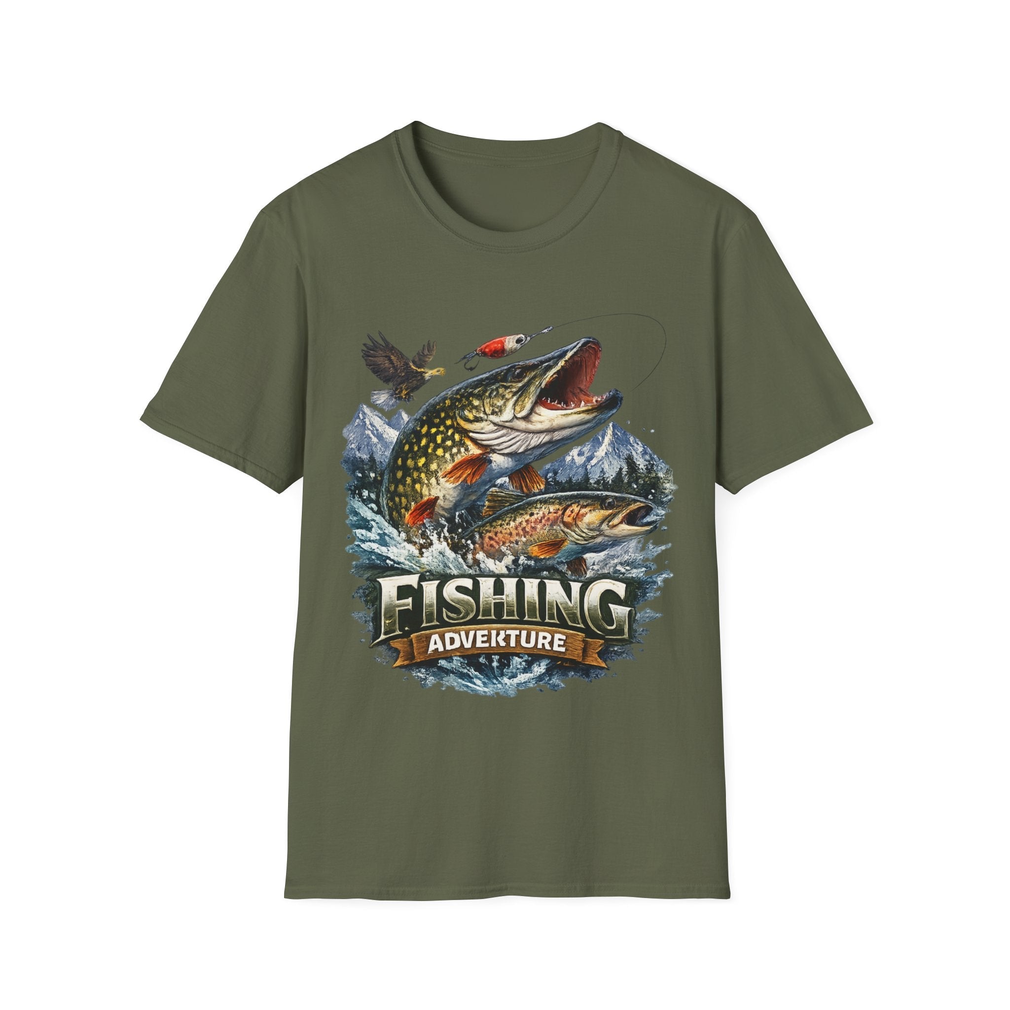Fishing Adventure T-Shirt Front Print Graphic Tee for Anglers