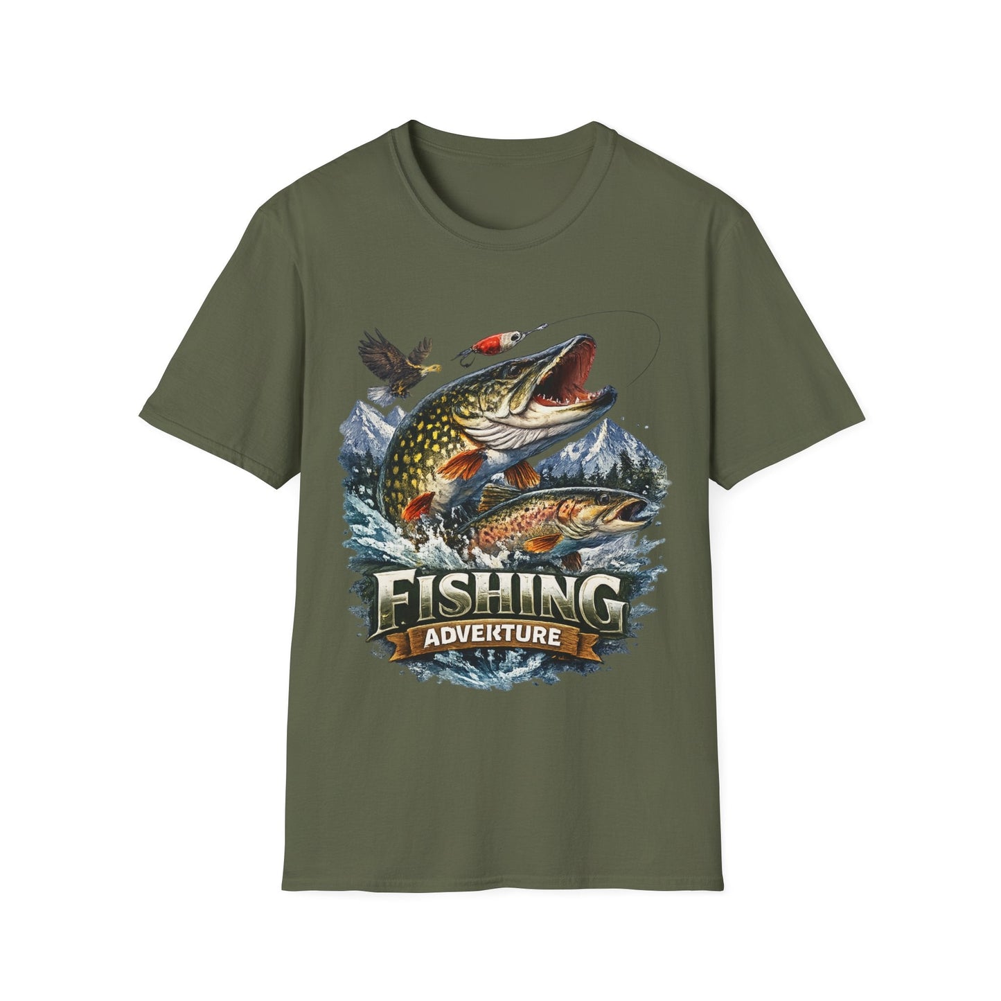 Fishing Adventure T-Shirt Front Print Graphic Tee for Anglers - SJM Print Store