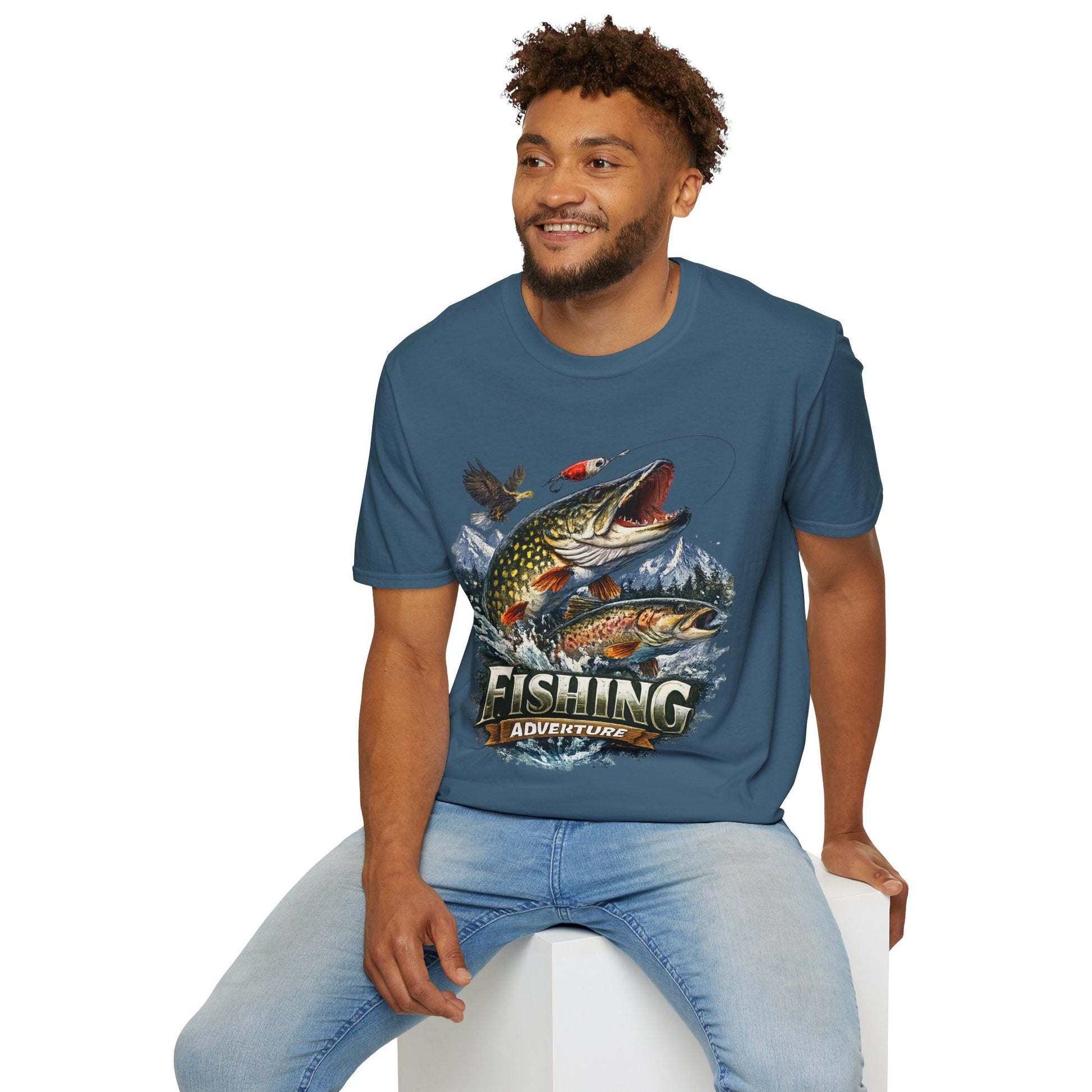 Fishing Adventure T-Shirt Front Print Graphic Tee for Anglers - SJM Print Store