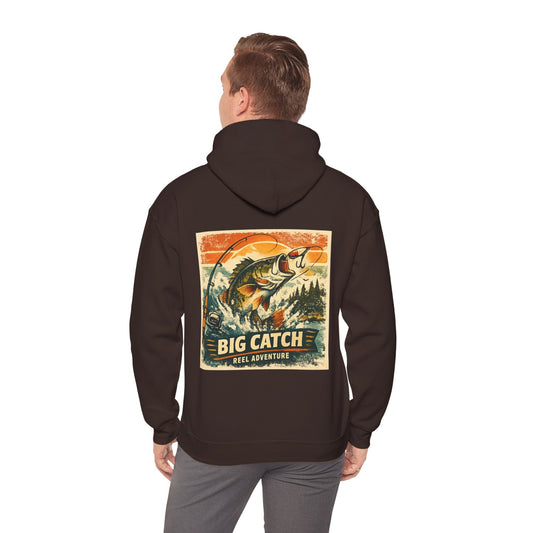 Fishing Hoodie Big Catch Reel Adventure Graphic Top for Anglers - SJM Print Store