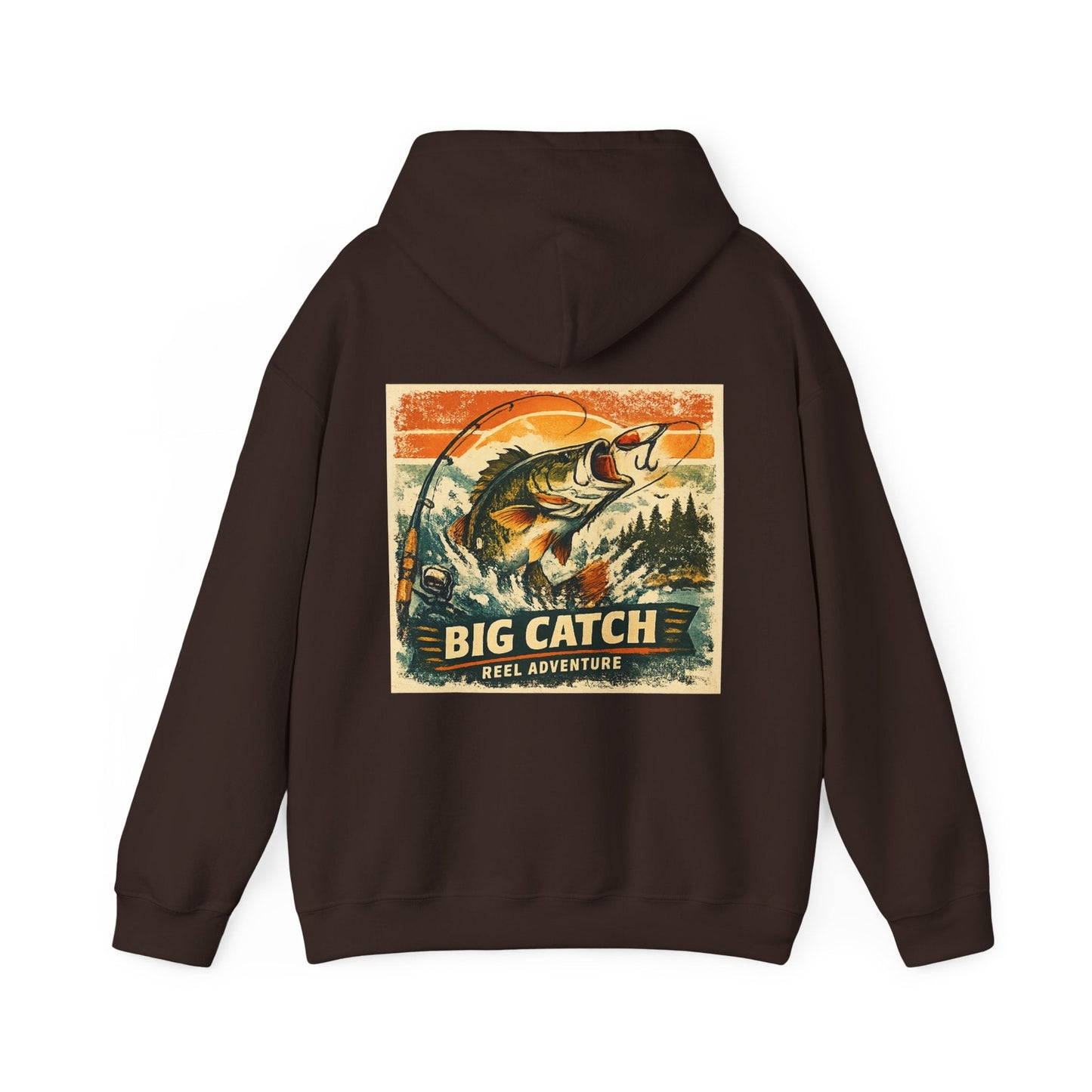 Fishing Hoodie Big Catch Reel Adventure Graphic Top for Anglers - SJM Print Store