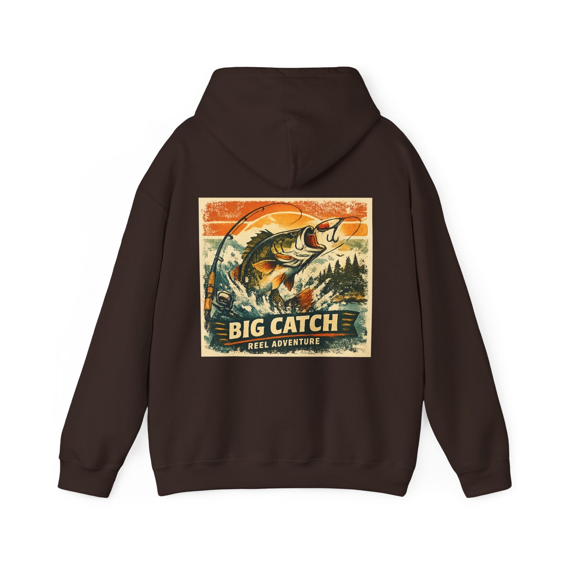 Fishing Hoodie Big Catch Reel Adventure Graphic Top for Anglers - SJM Print Store