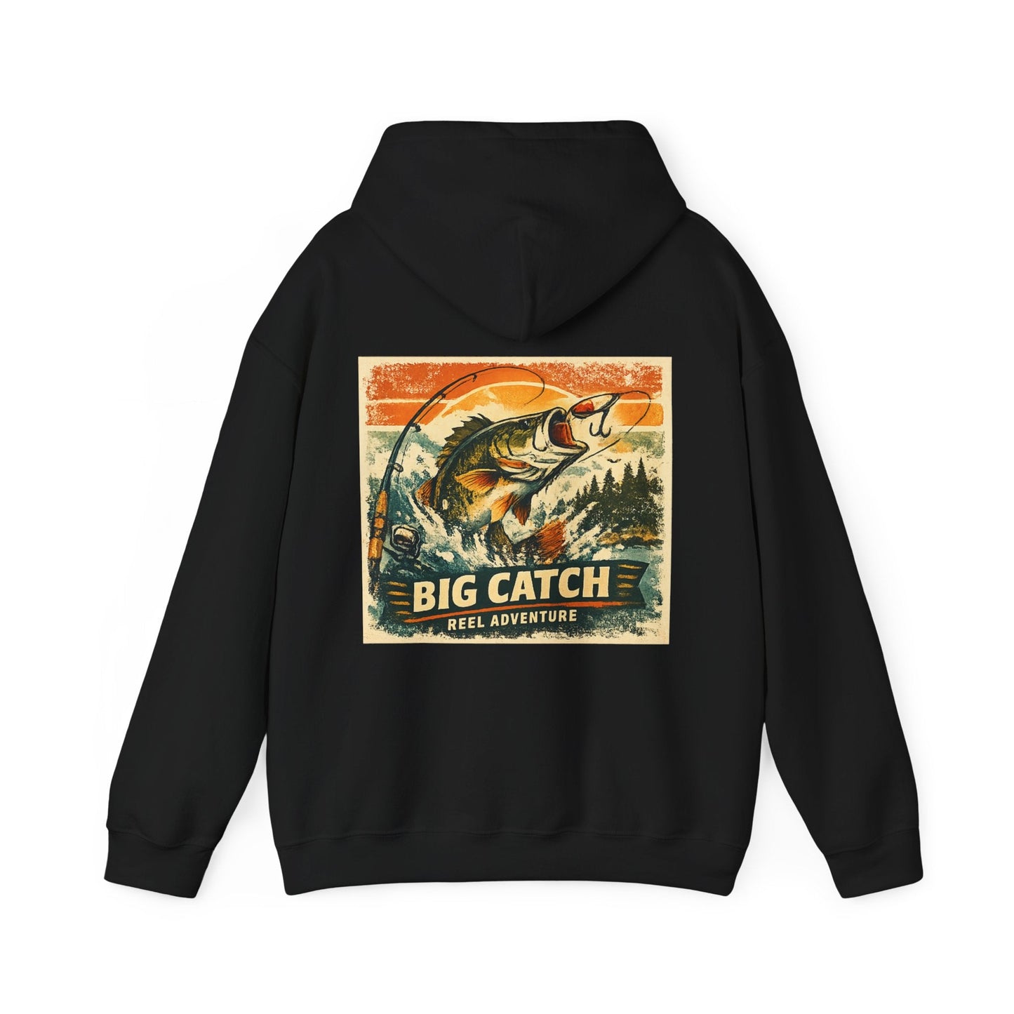 Fishing Hoodie Big Catch Reel Adventure Graphic Top for Anglers - SJM Print Store