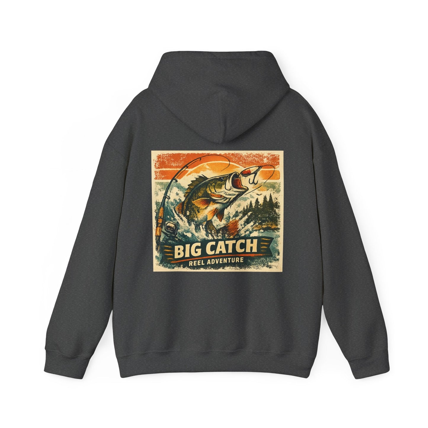 Fishing Hoodie Big Catch Reel Adventure Graphic Top for Anglers - SJM Print Store