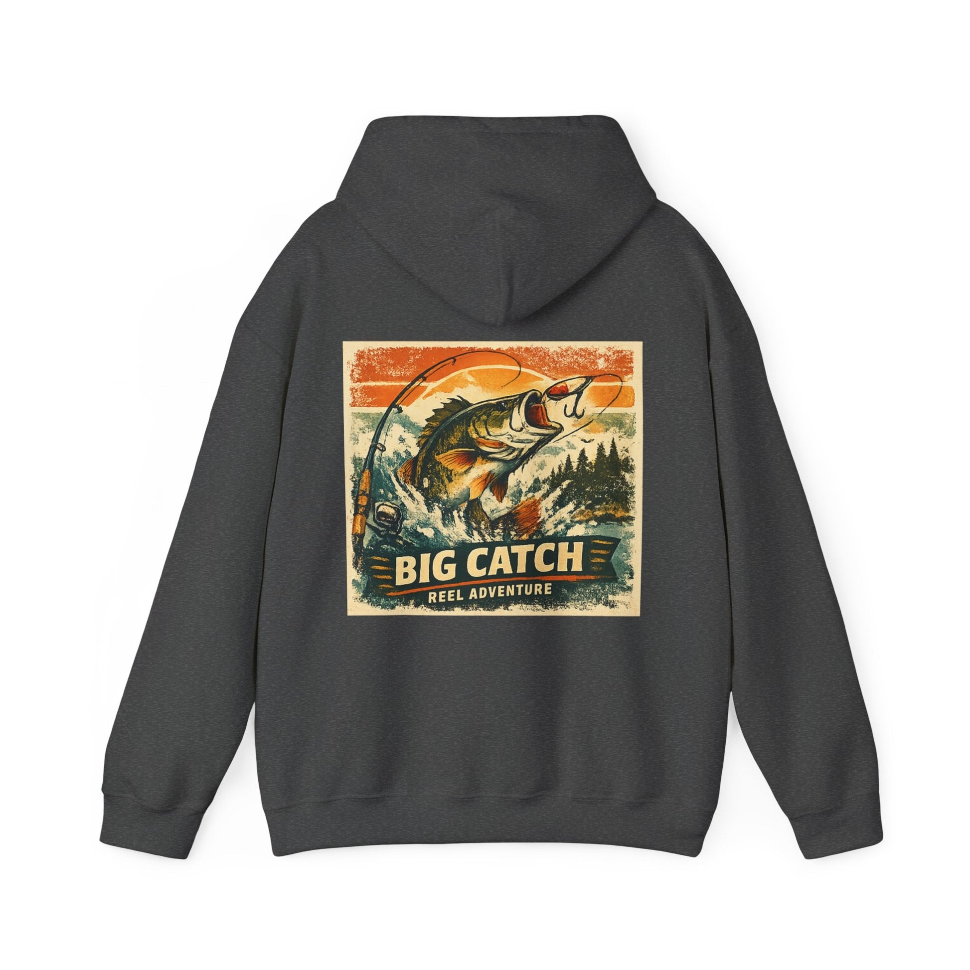 Fishing Hoodie Big Catch Reel Adventure Graphic Top for Anglers - SJM Print Store