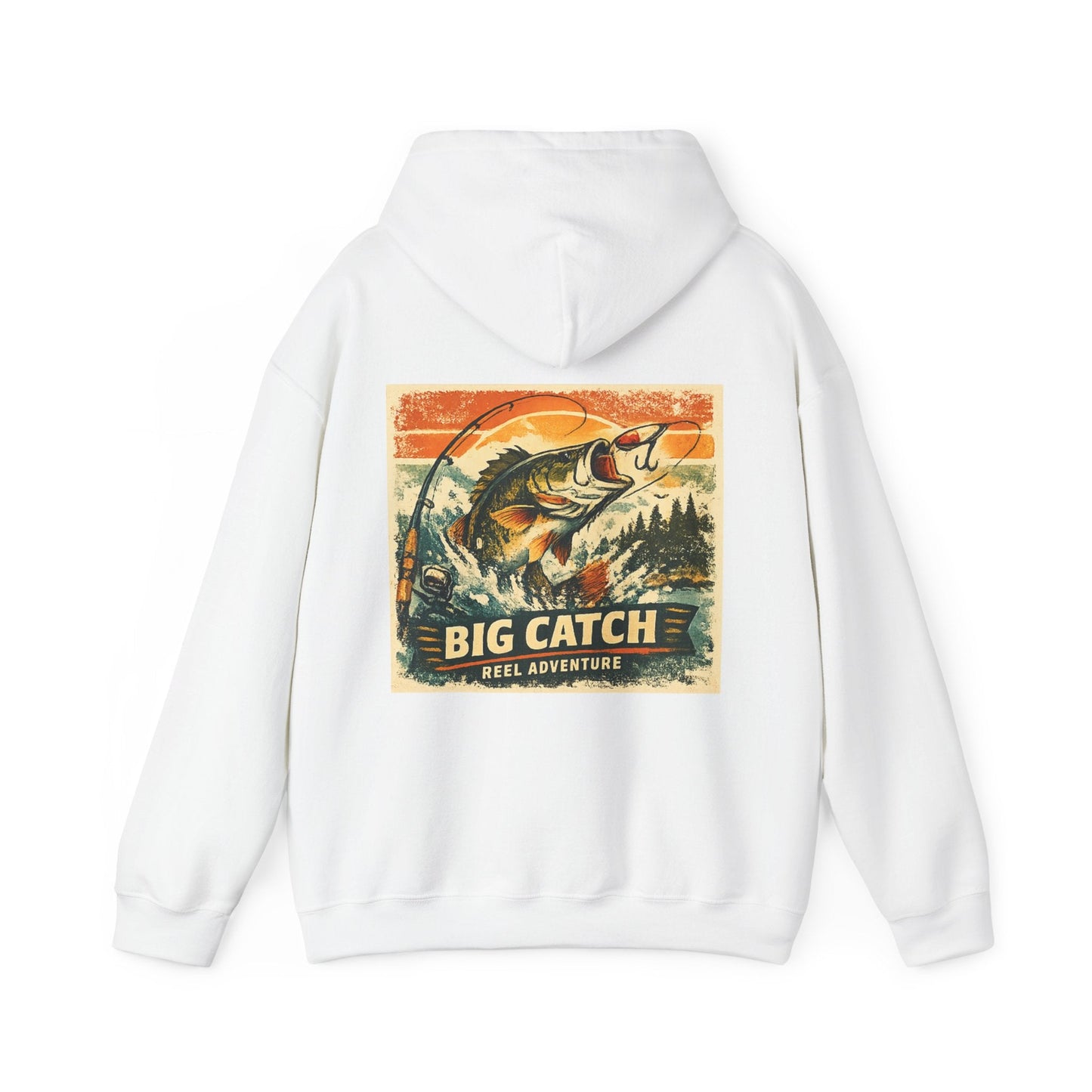 Fishing Hoodie Big Catch Reel Adventure Graphic Top for Anglers - SJM Print Store