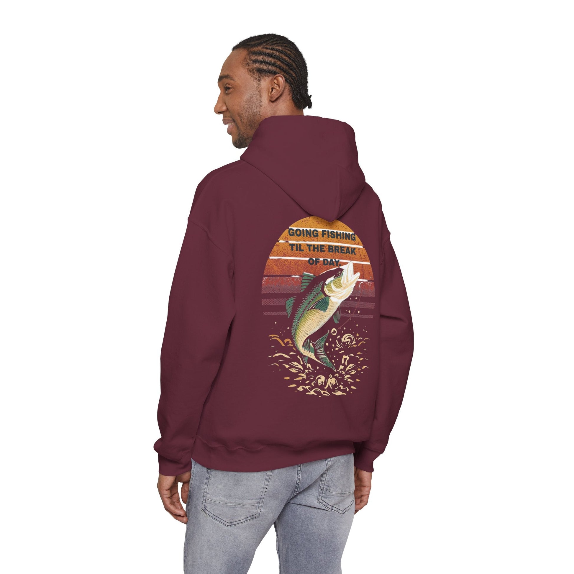 Fishing Hoodie Going Fishing Til The Break of Day Retro Look Graphic Sweatshirt - SJM Print Store