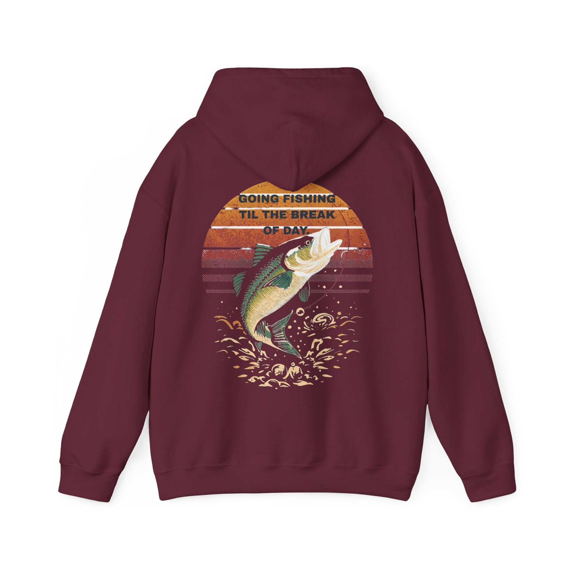 Fishing Hoodie Going Fishing Til The Break of Day Retro Look Graphic Sweatshirt - SJM Print Store
