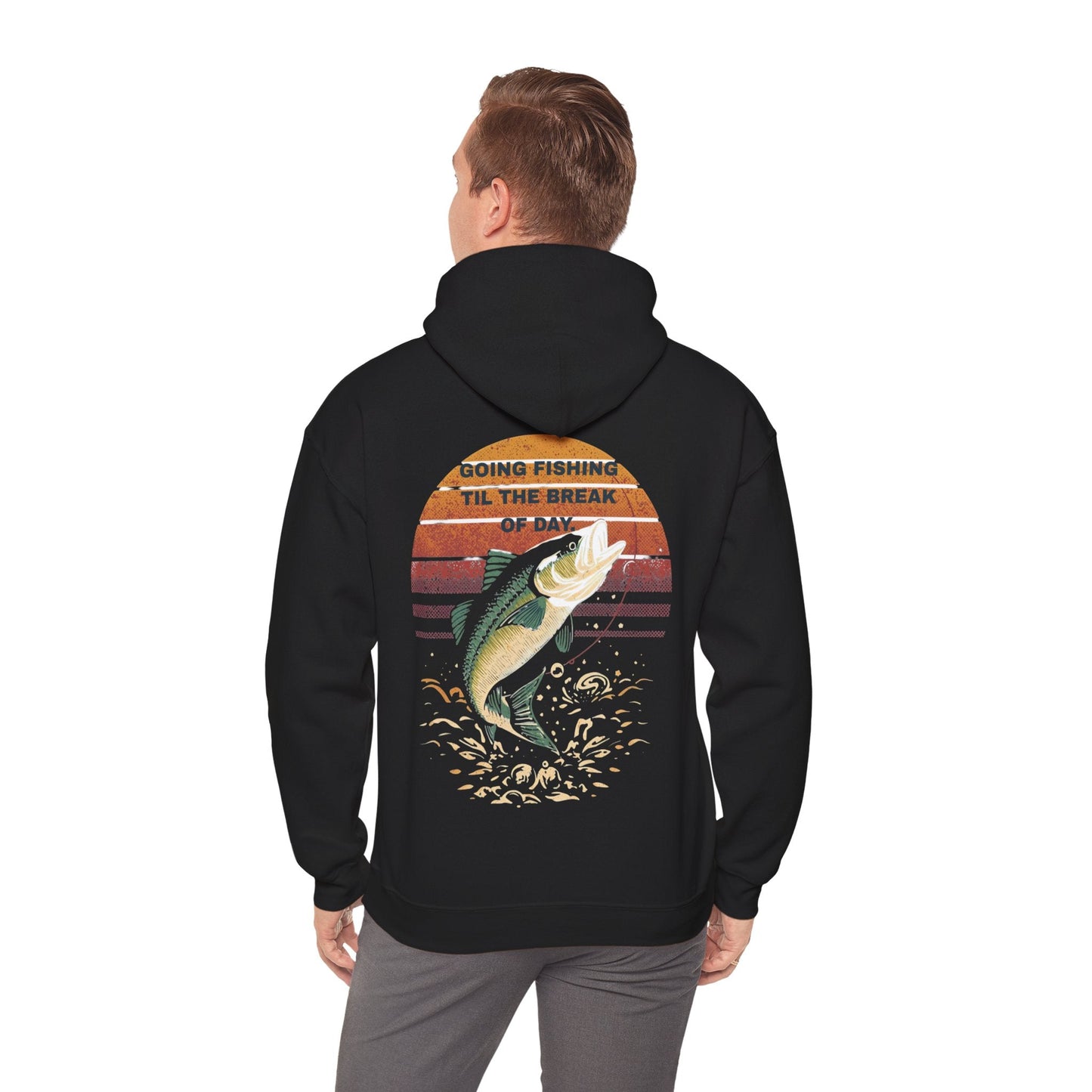 Fishing Hoodie Going Fishing Til The Break of Day Retro Look Graphic Sweatshirt - SJM Print Store