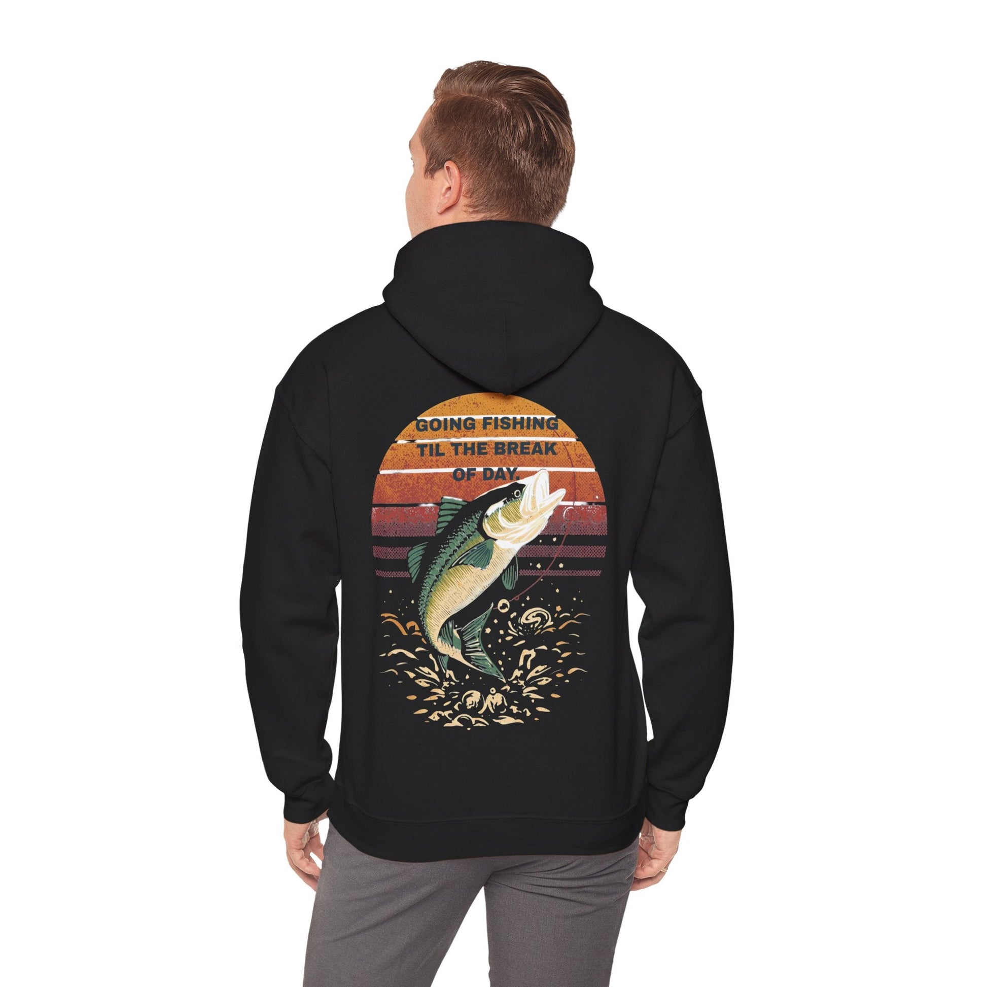Fishing Hoodie Going Fishing Til The Break of Day Retro Look Graphic Sweatshirt - SJM Print Store